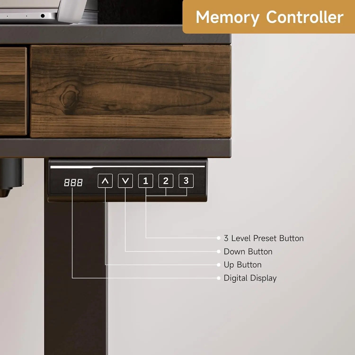 Drogo Artikel Valor Electric Height Adjustable Standing Desk with Storage Drawers & Shelves (Right Cabinet) Drogo India