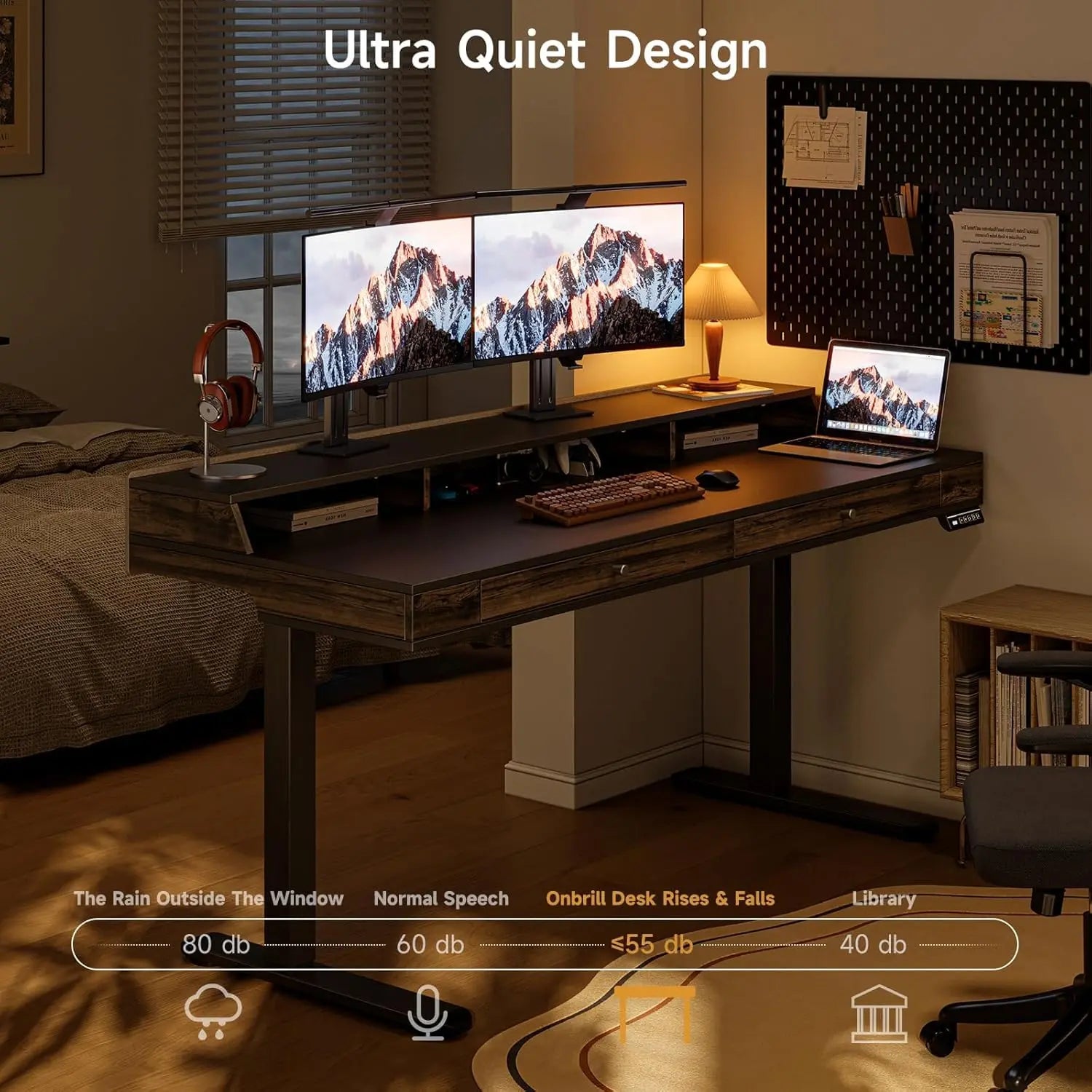 Drogo Artikel Valor Electric Height Adjustable Standing Desk with Storage Drawers & Shelves (Right Cabinet) Drogo India