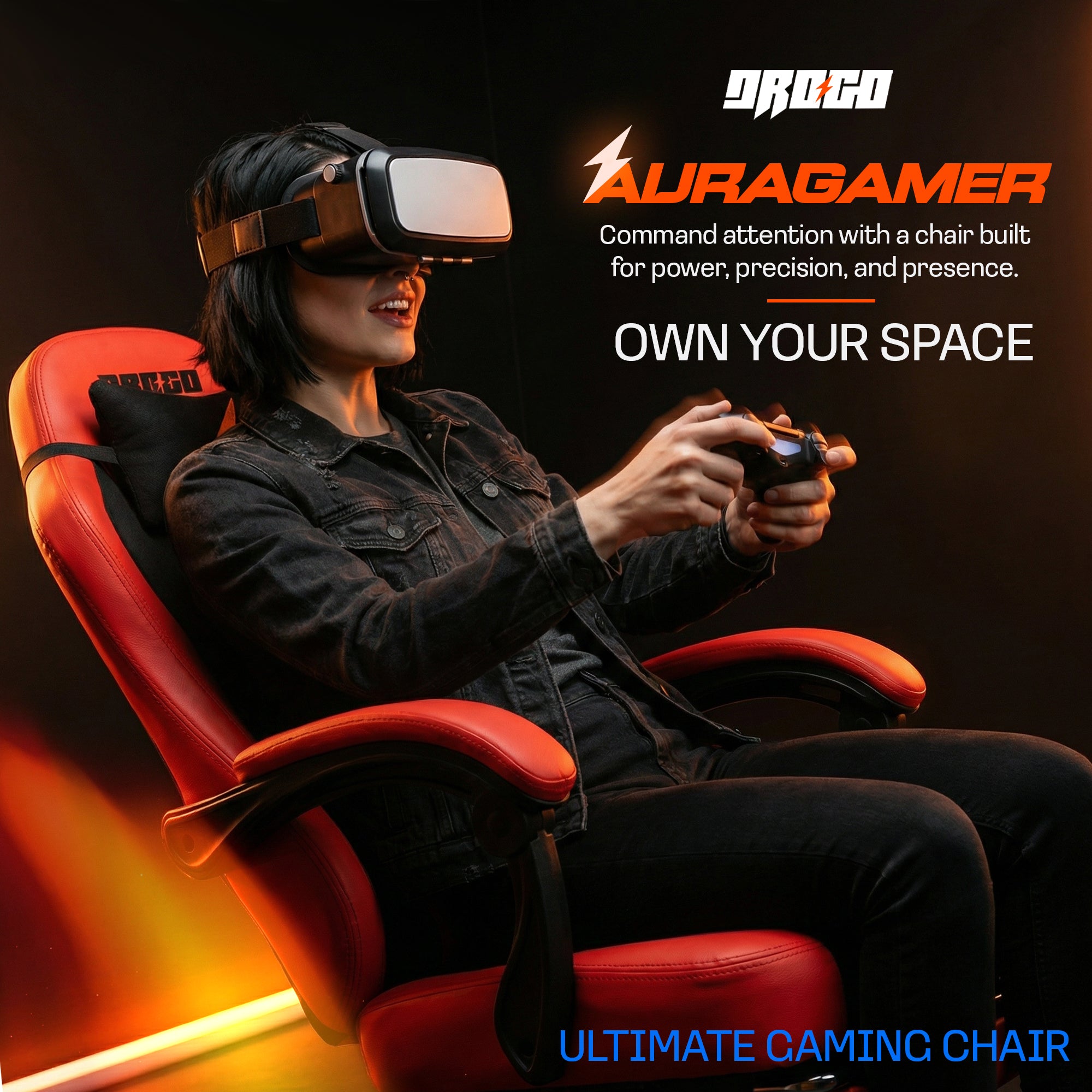 Drogo Aura Ergonomic Gaming Chair with Premium PU Leather Fabric