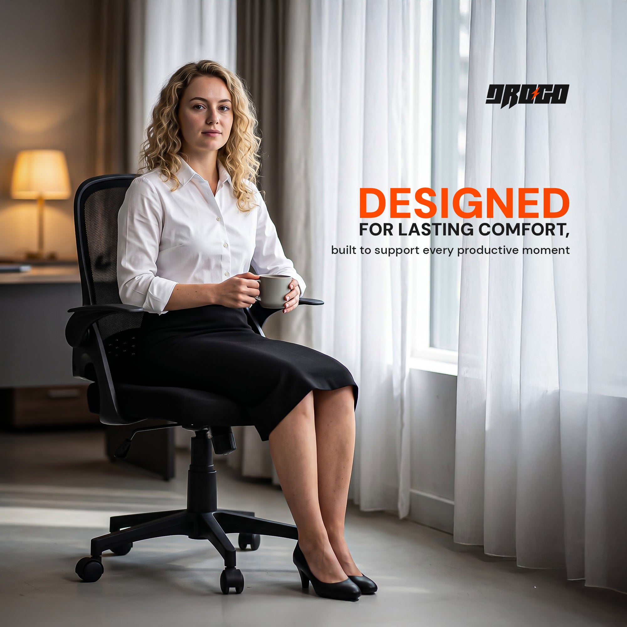 Drogo Ergonomic Mesh Office Chair with Flip-Up Armrests