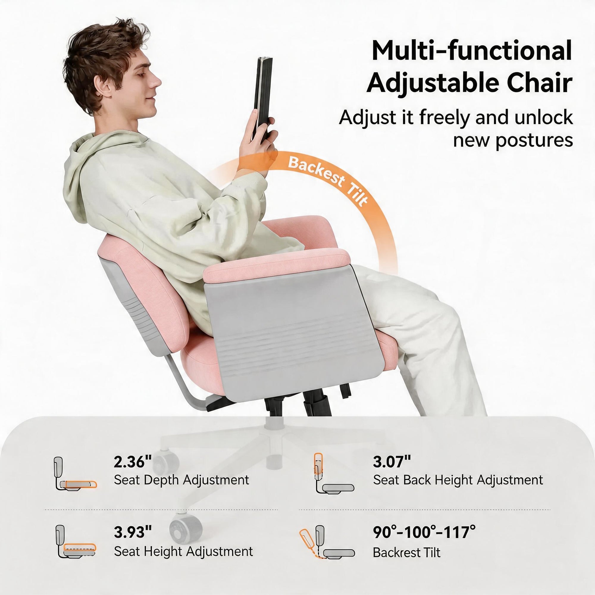 Freedom-X Multi-Position Cross Legged Office Chair (Pink)