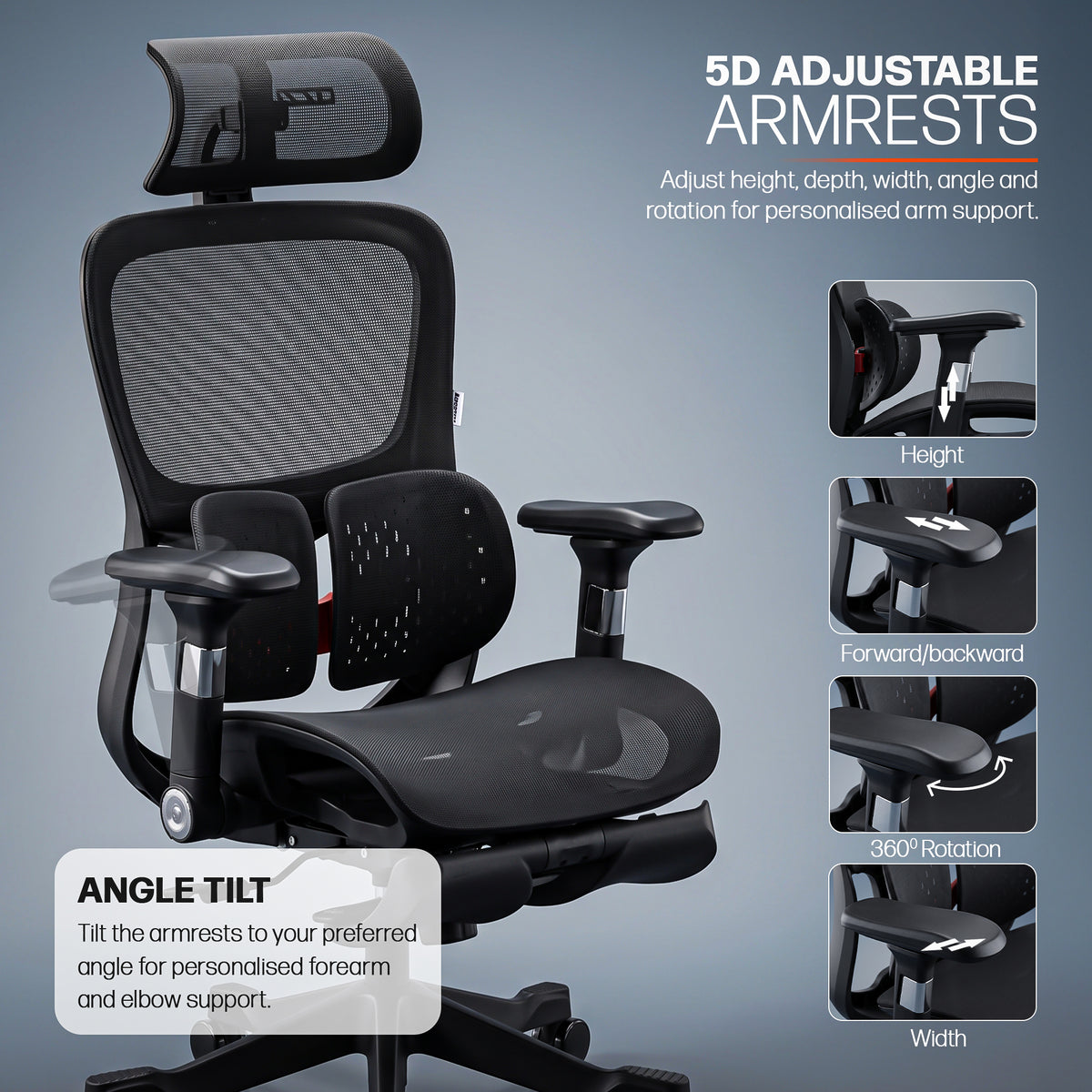 Drogo Axion Ergonomic Office Chair Lumbar Support & Mesh Back Chair