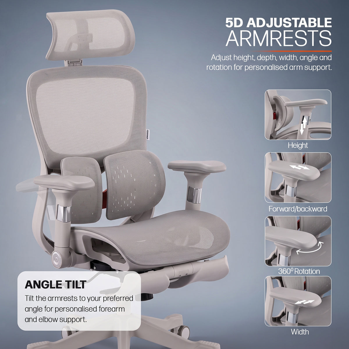 Drogo Axion Ergonomic Office Chair Lumbar Support & Mesh Back Chair