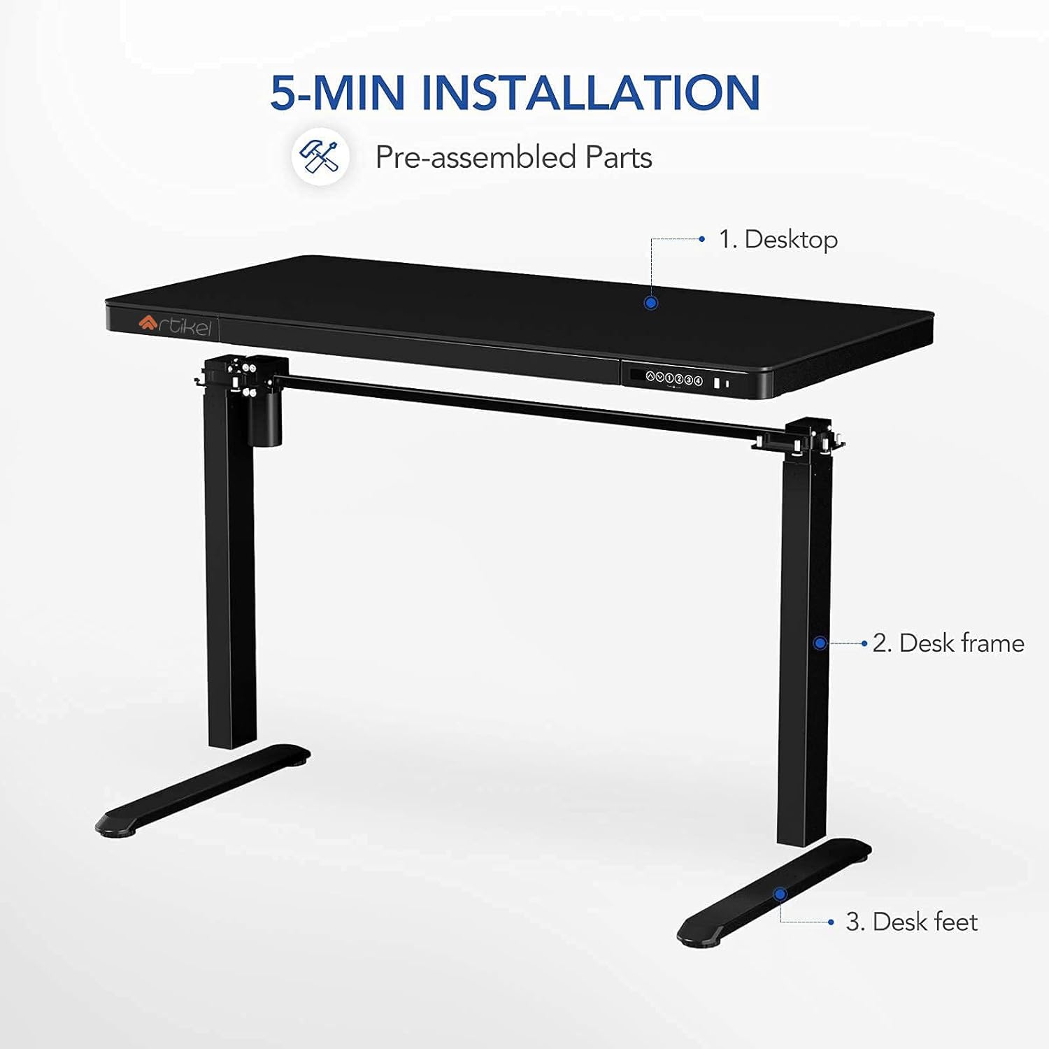 Drogo Artikel Advanced Pro Electric Height Adjustable Table DIY with 3 Year Warranty | Sit Stand Computer Desk 120 X 60 Cm - Black