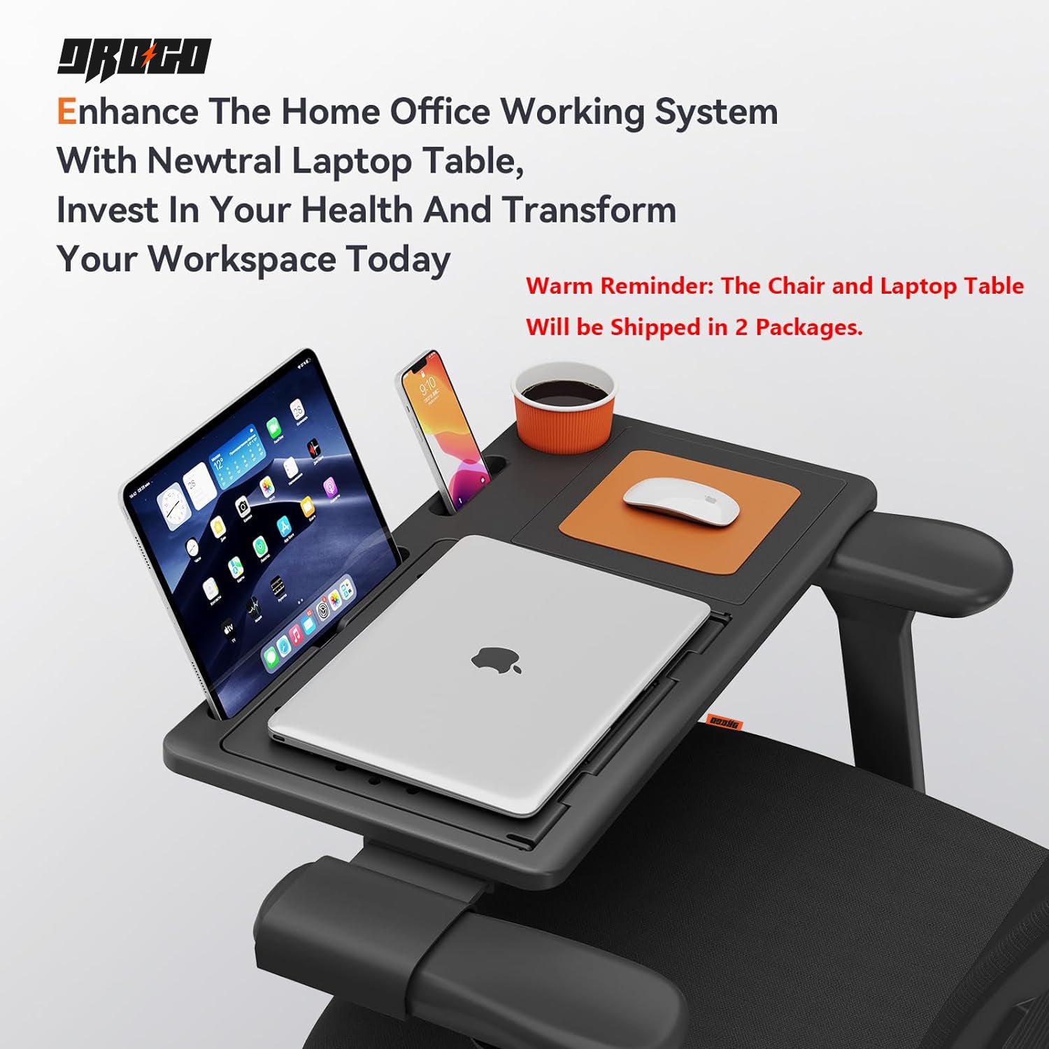 Drogo Ultra Premium Ergonomic Ofiice chair & Laptop Table - Home Office Desk Chair with Footrest Unique Adaptive Lumbar Support