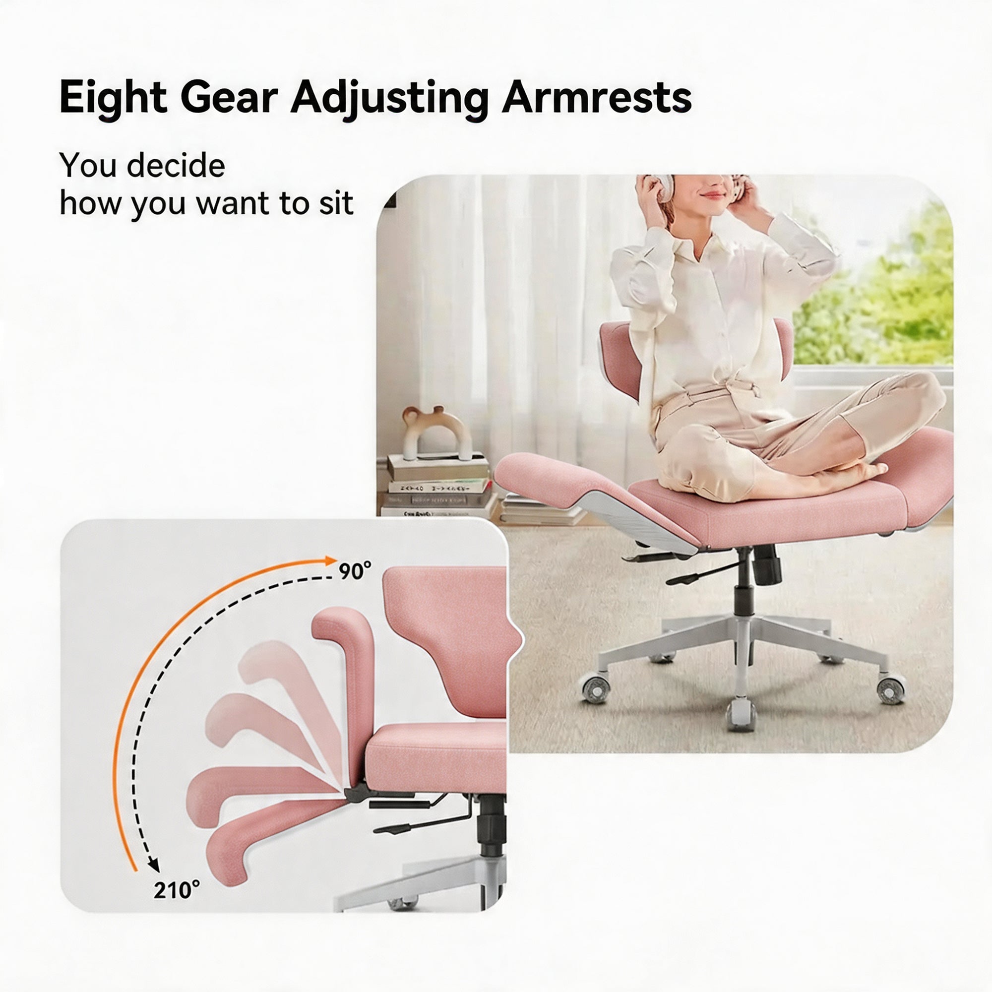 Freedom-X Multi-Position Cross Legged Office Chair (Pink)