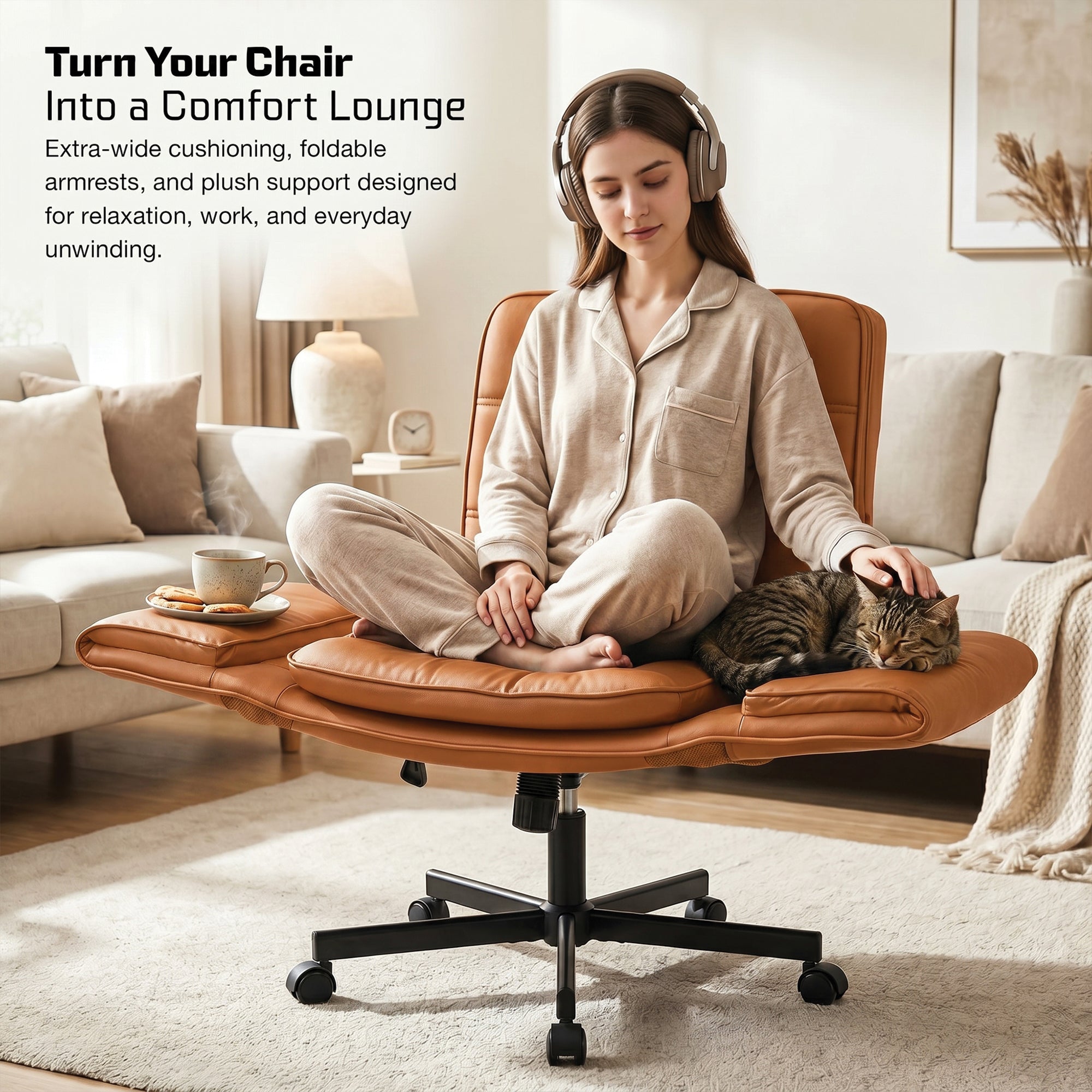 Zen Atora Ergonomic Cross-Legged Chair (Tan)
