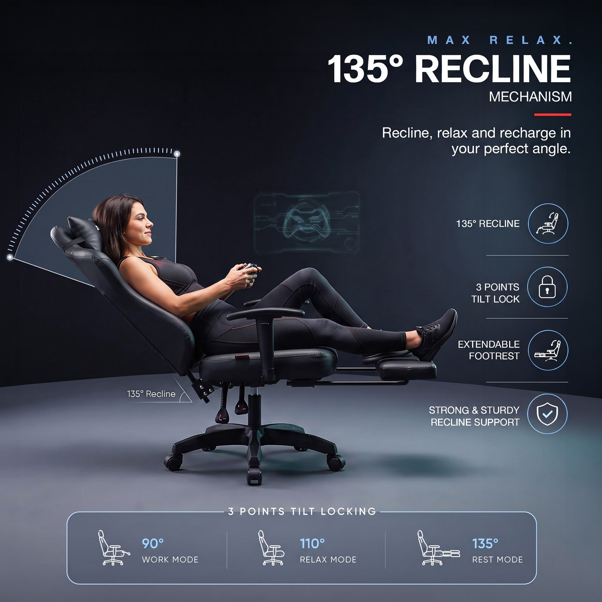Drogo Alpha-X Premium Ergonomic Gaming Chair with Footrest