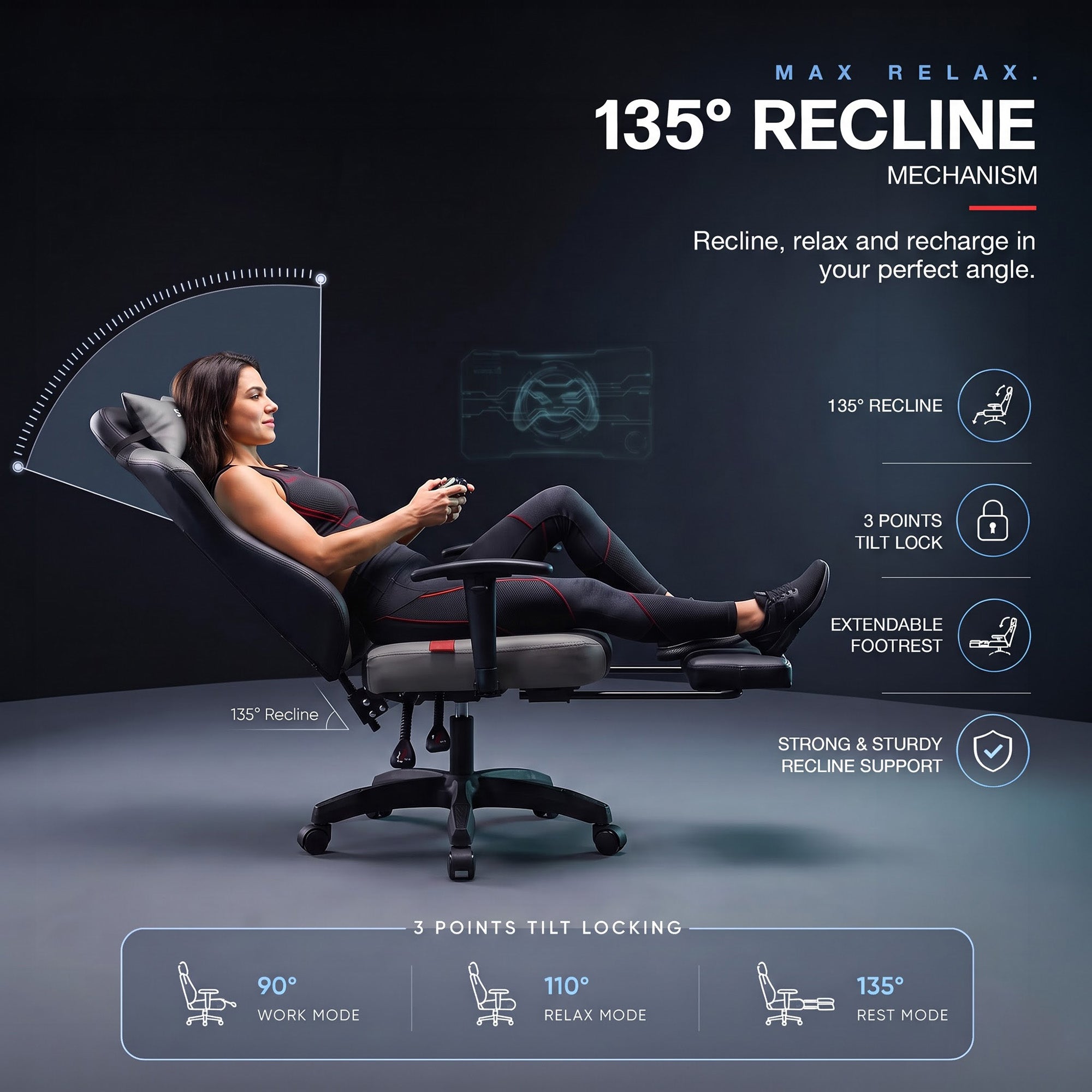 Drogo Alpha-X Premium Ergonomic Gaming Chair with Footrest