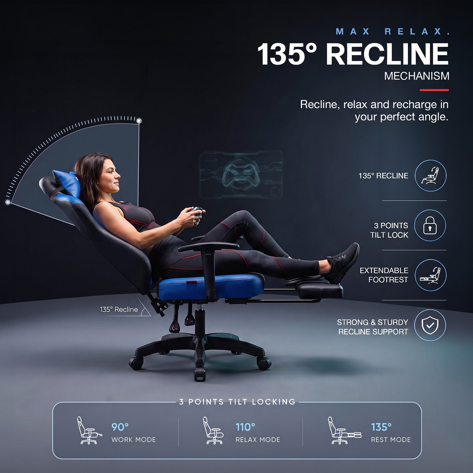 Drogo Alpha-X Premium Ergonomic Gaming Chair with Footrest