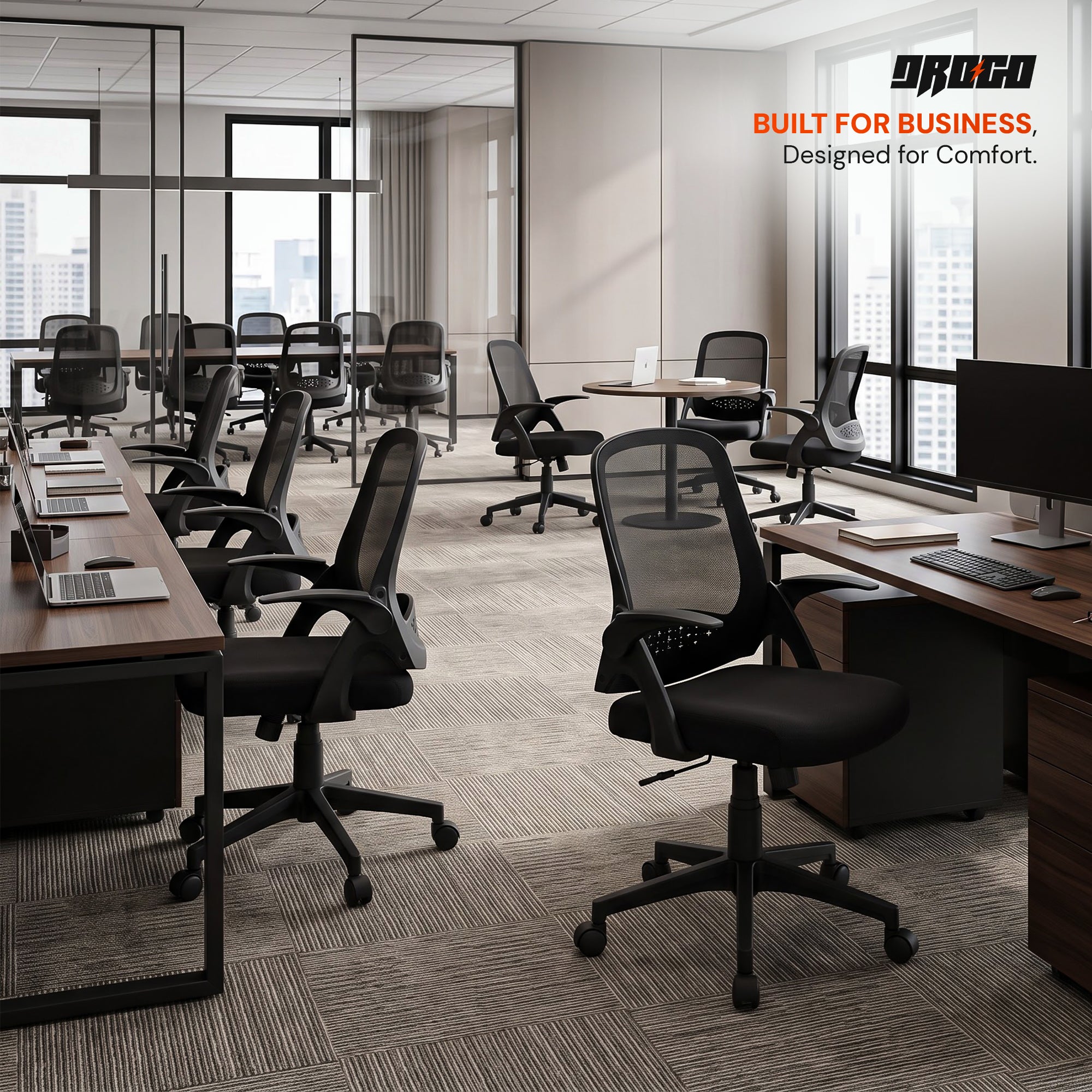 Drogo Ergonomic Mesh Office Chair with Flip-Up Armrests