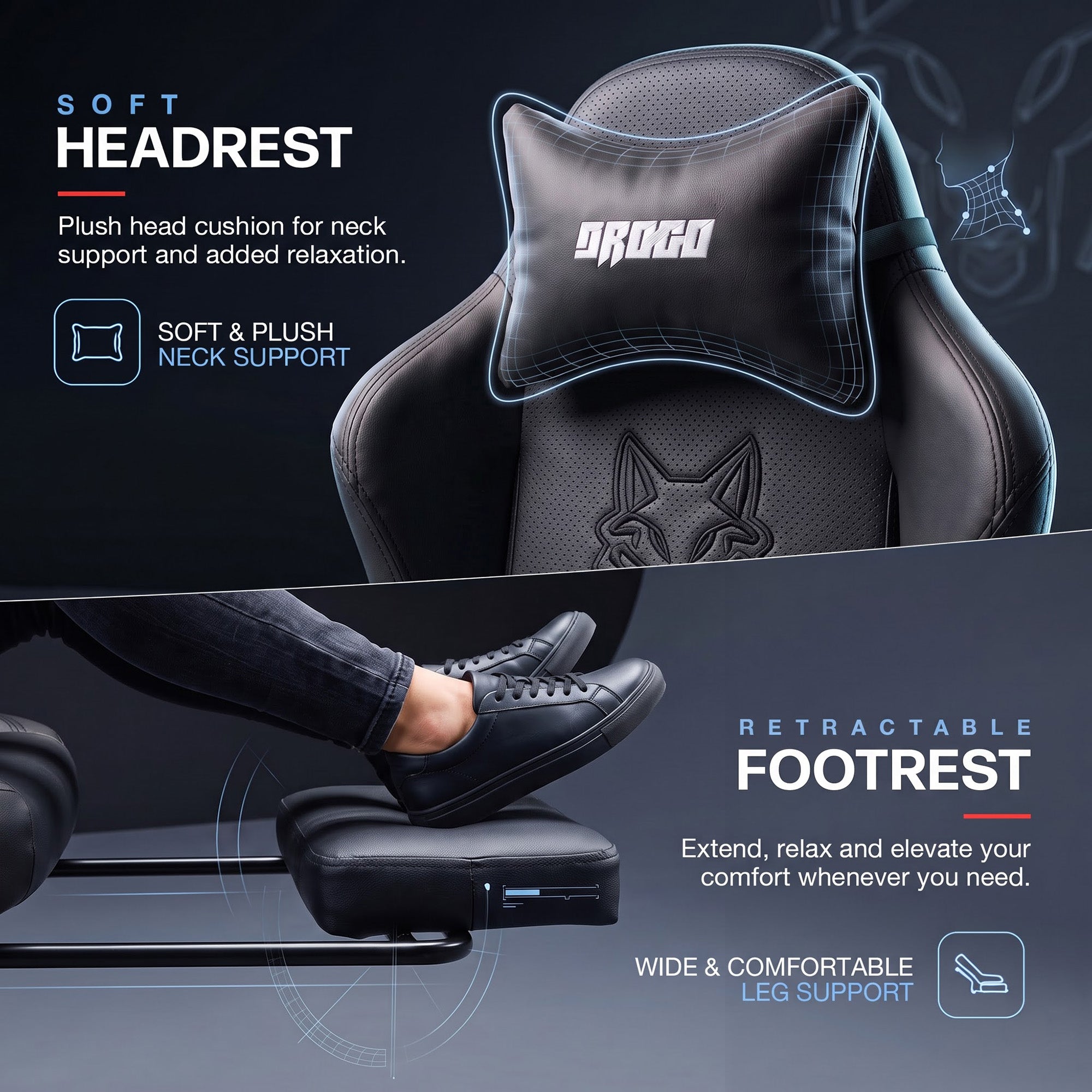 Drogo Alpha-X Premium Ergonomic Gaming Chair with Footrest
