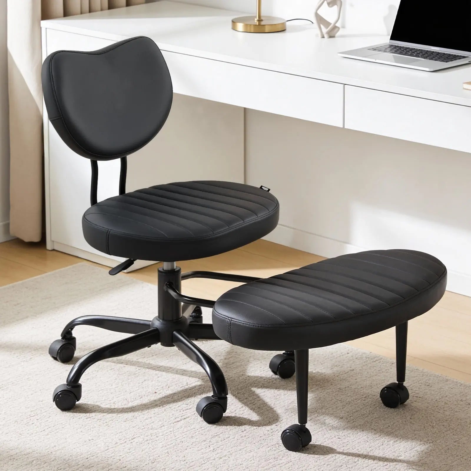 PREORDER Meditura Cross Legged Office Chair with Wheels, Wide Criss Cross Kneeling Drogo India
