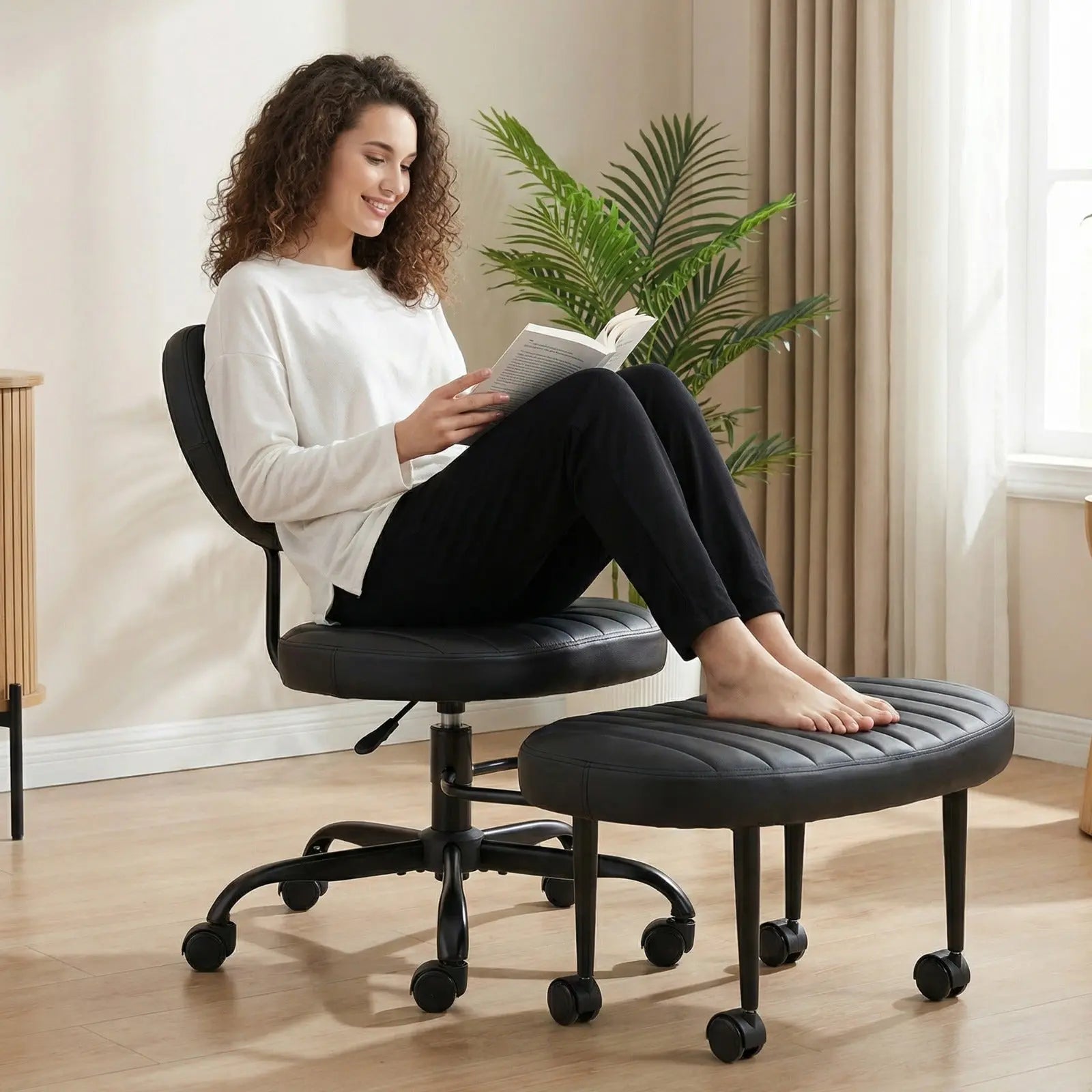 PREORDER Meditura Cross Legged Office Chair with Wheels, Wide Criss Cross Kneeling Drogo India