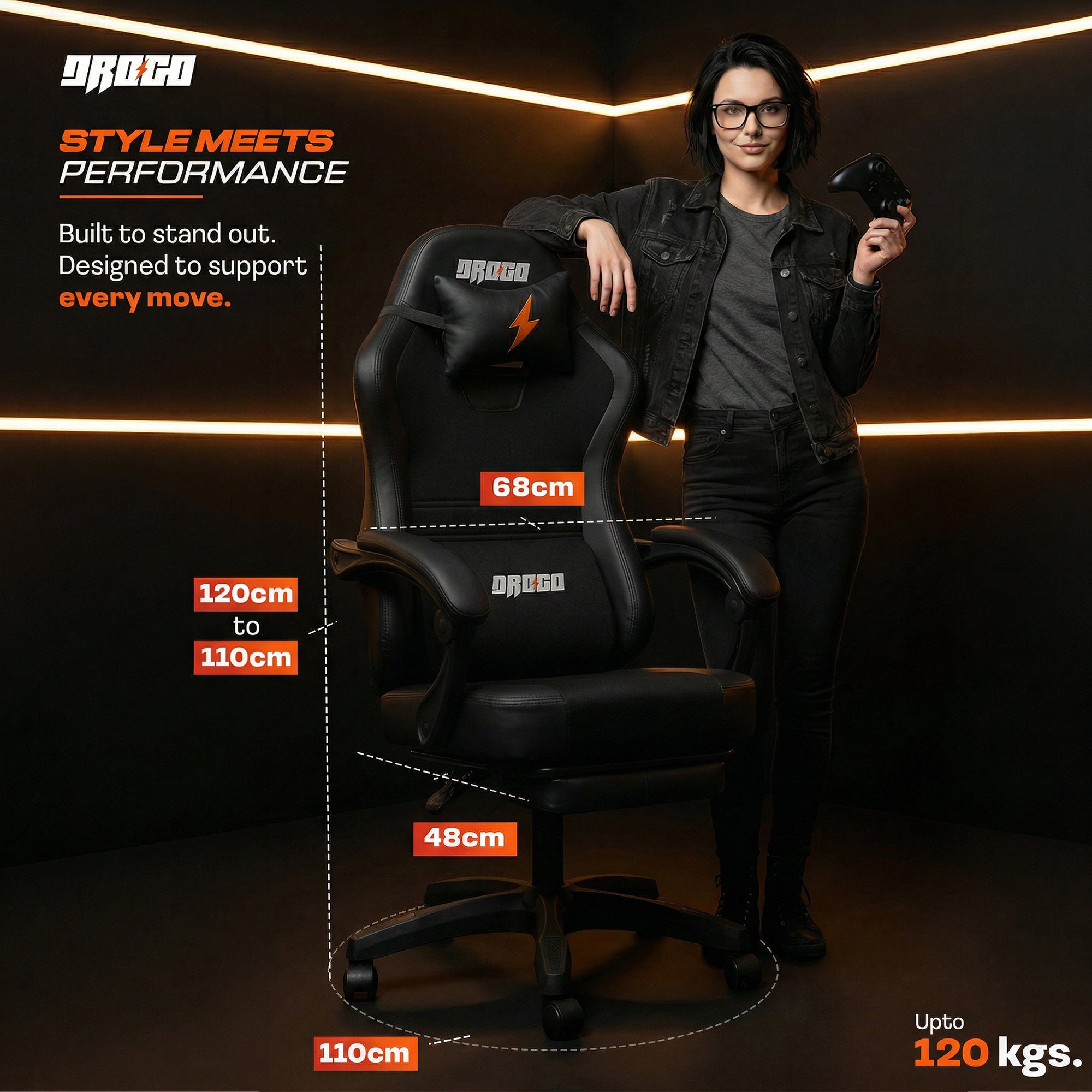 Drogo Aura Ergonomic Gaming Chair with Premium PU Leather Fabric