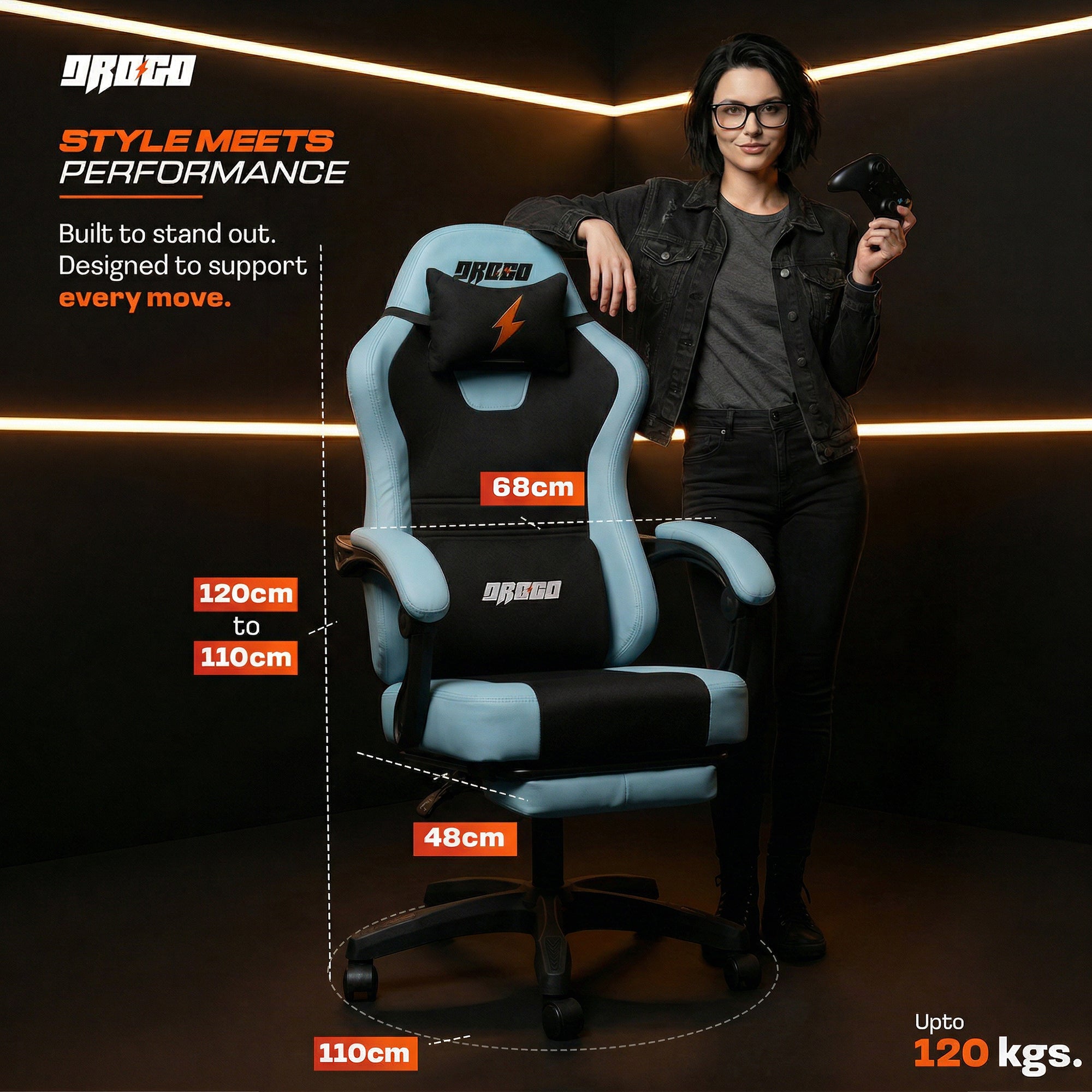 Drogo Aura Ergonomic Gaming Chair with Premium PU Leather Fabric