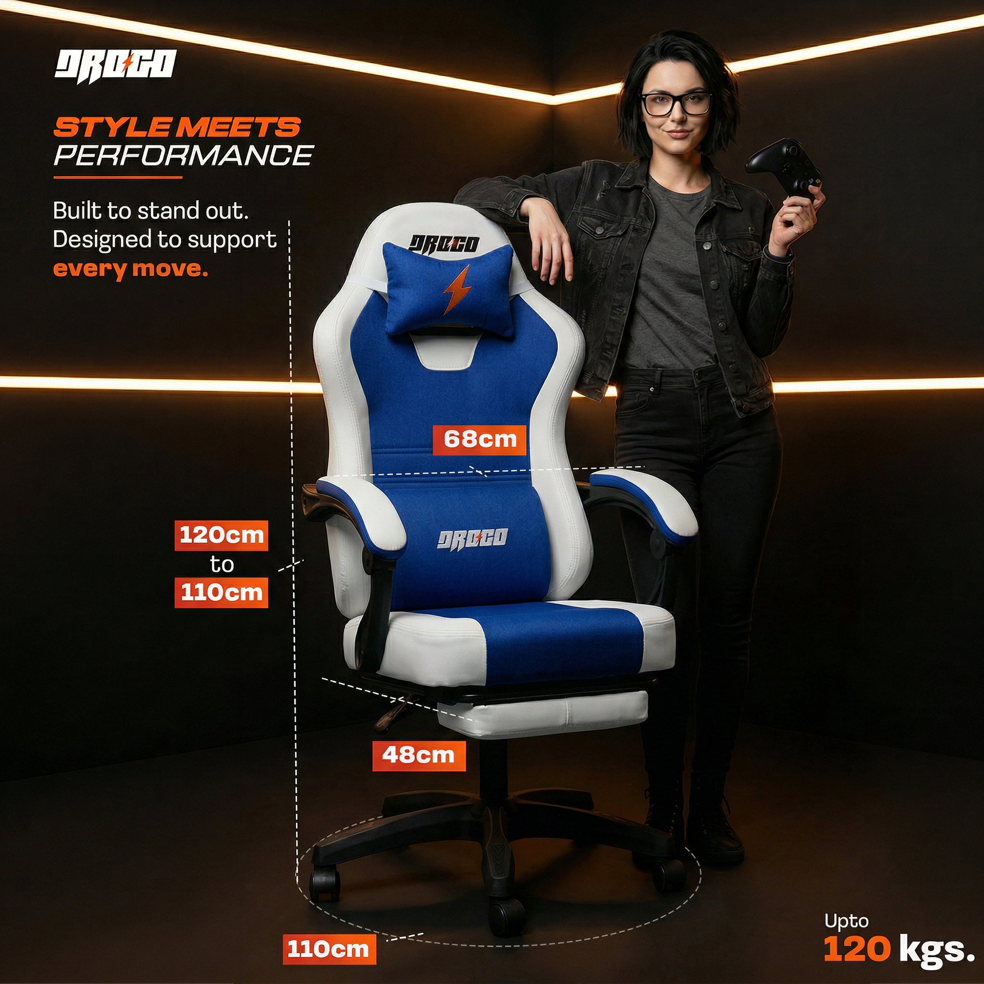 Drogo Aura Ergonomic Gaming Chair with Premium PU Leather Fabric