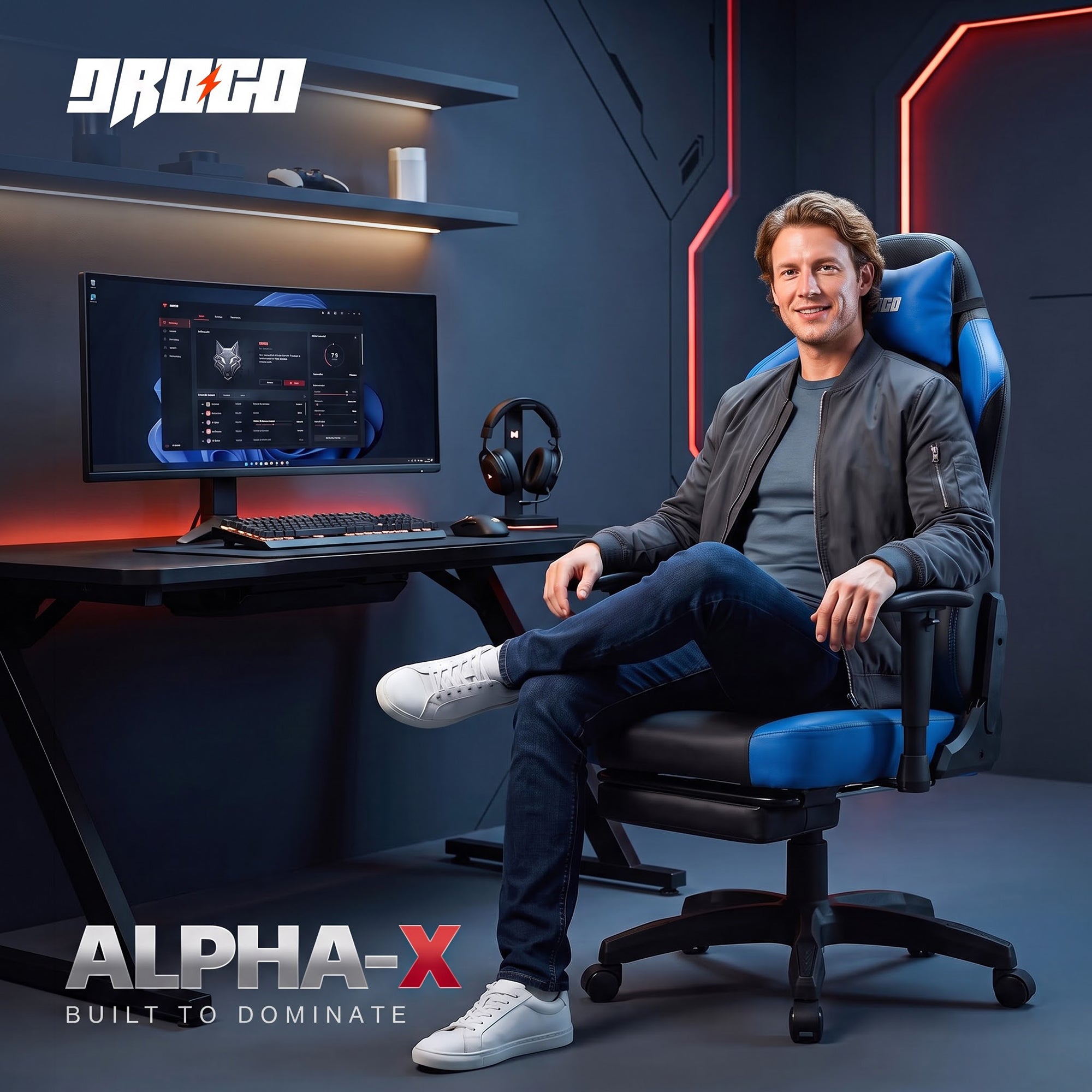 Drogo Alpha-X Premium Ergonomic Gaming Chair with Footrest