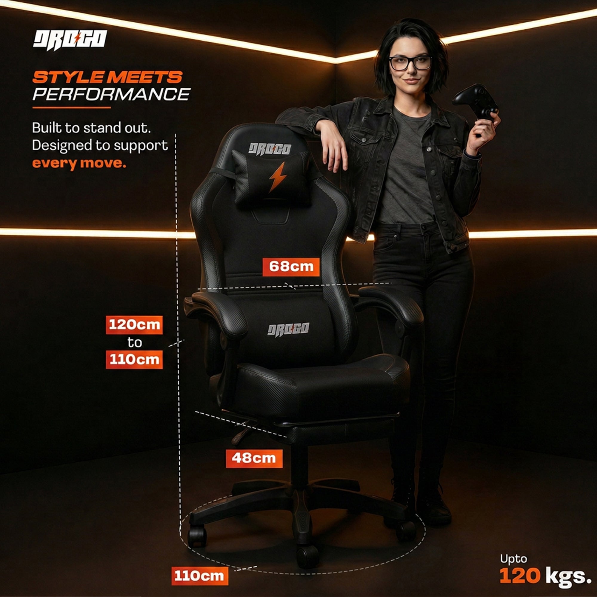 Drogo Aura Ergonomic Gaming Chair with Premium PU Leather Fabric