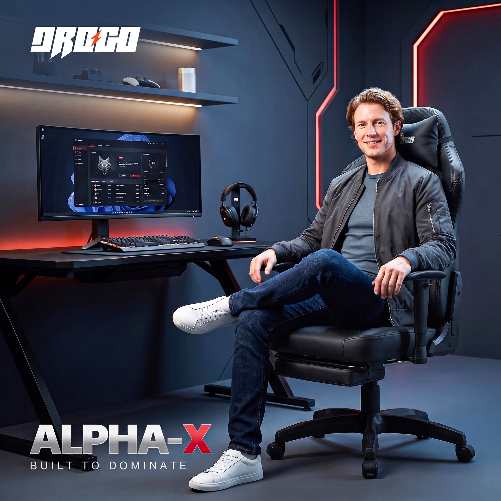 Drogo Alpha-X Premium Ergonomic Gaming Chair with Footrest