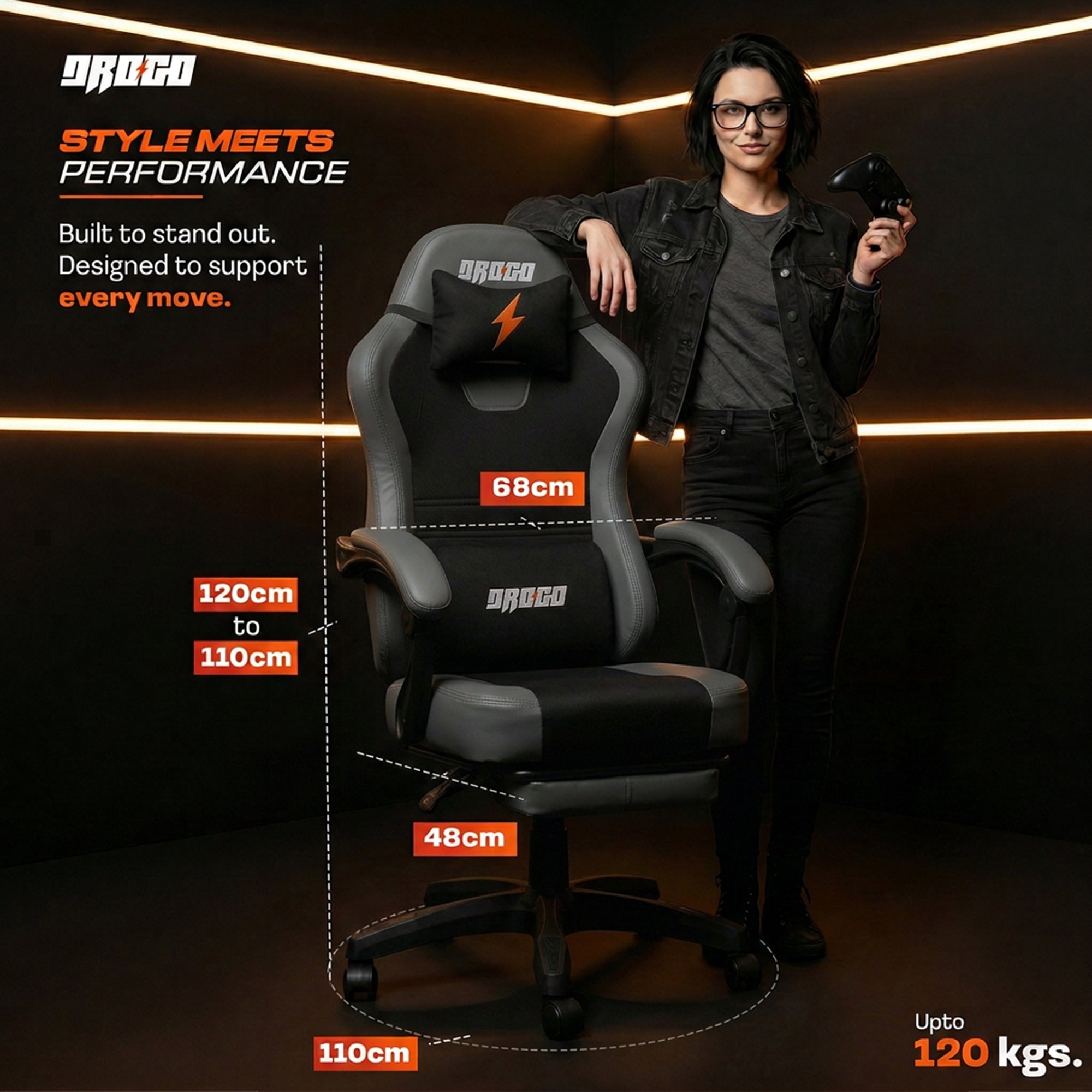 Drogo Aura Ergonomic Gaming Chair with Premium PU Leather Fabric