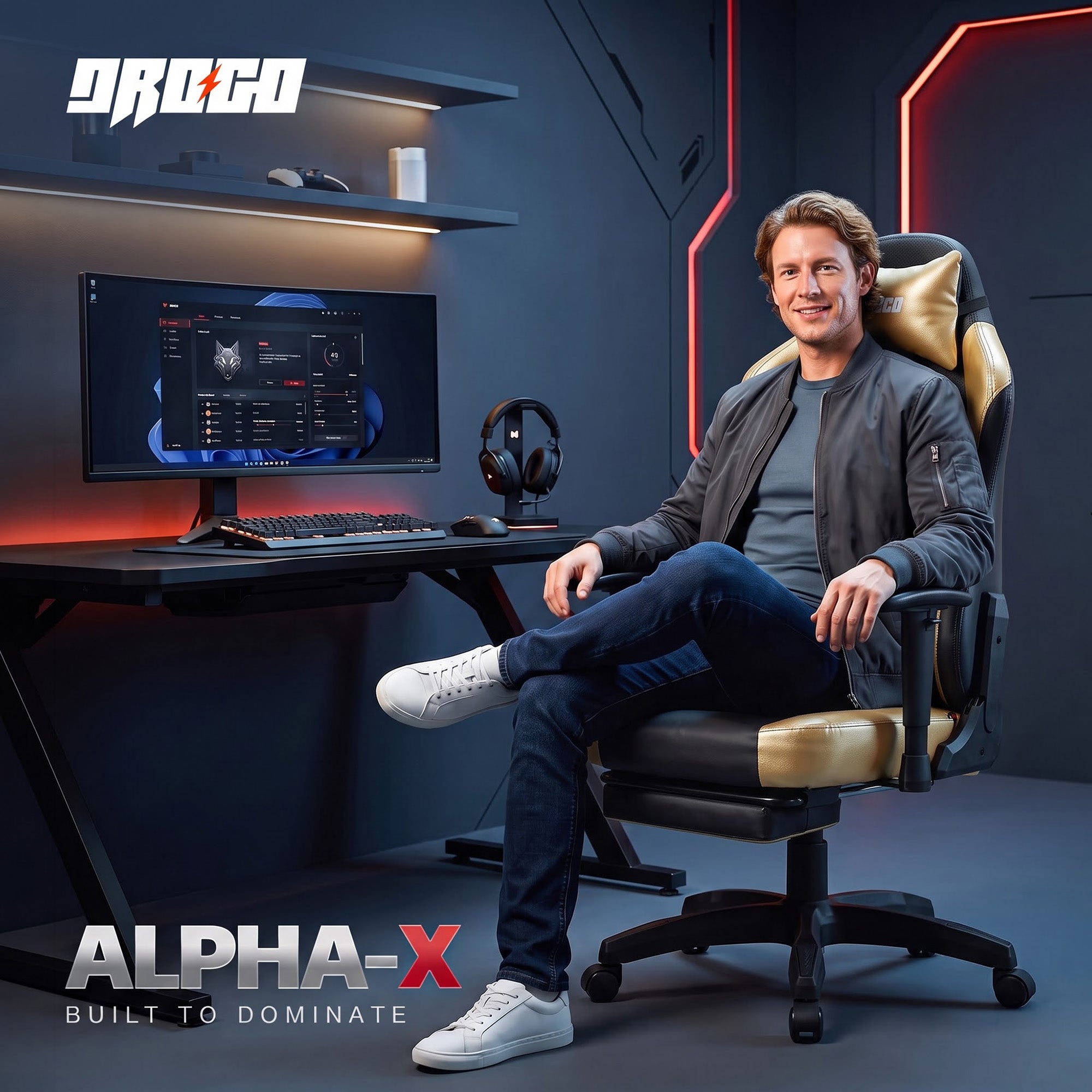 Drogo Alpha-X Premium Ergonomic Gaming Chair with Footrest