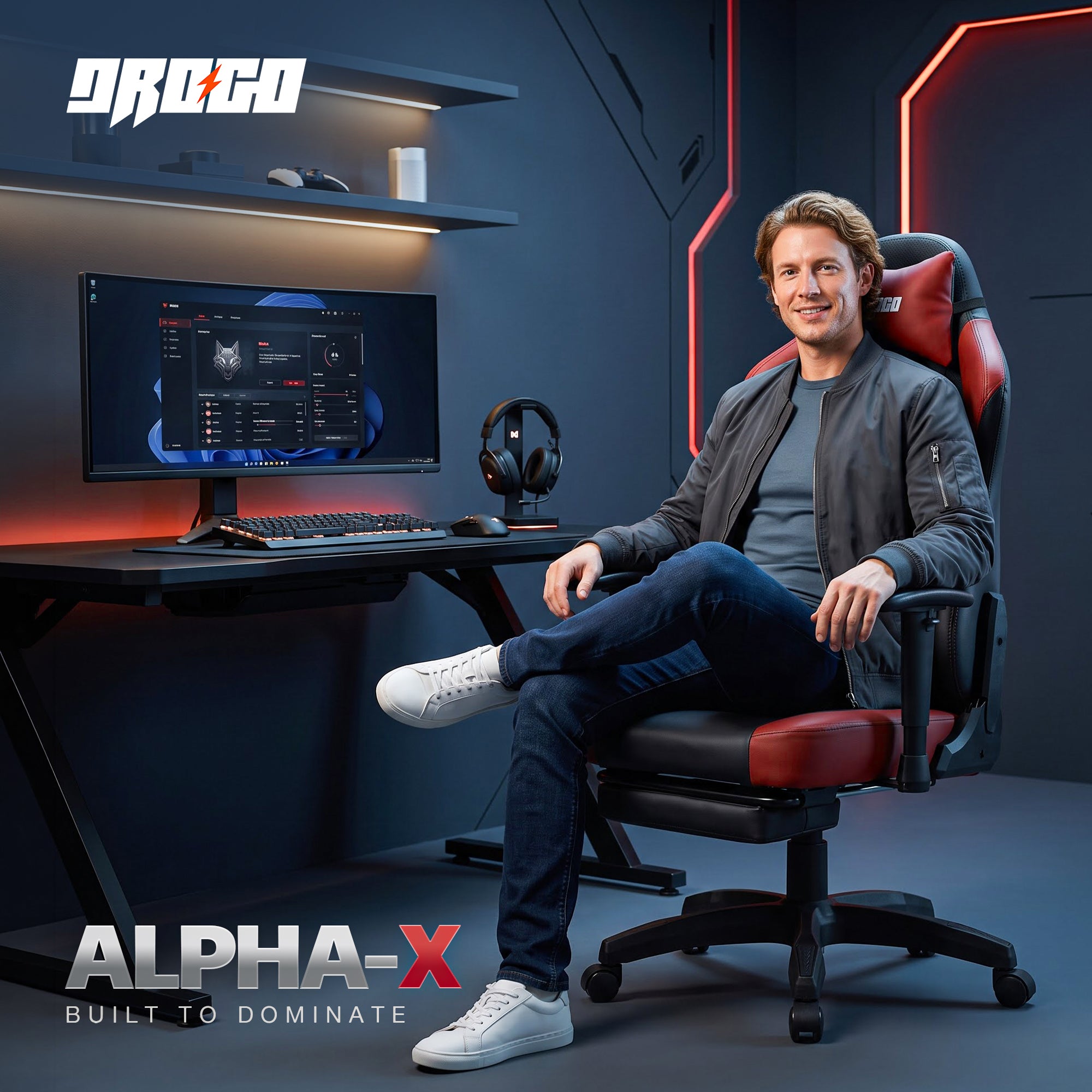 Drogo Alpha-X Premium Ergonomic Gaming Chair with Footrest