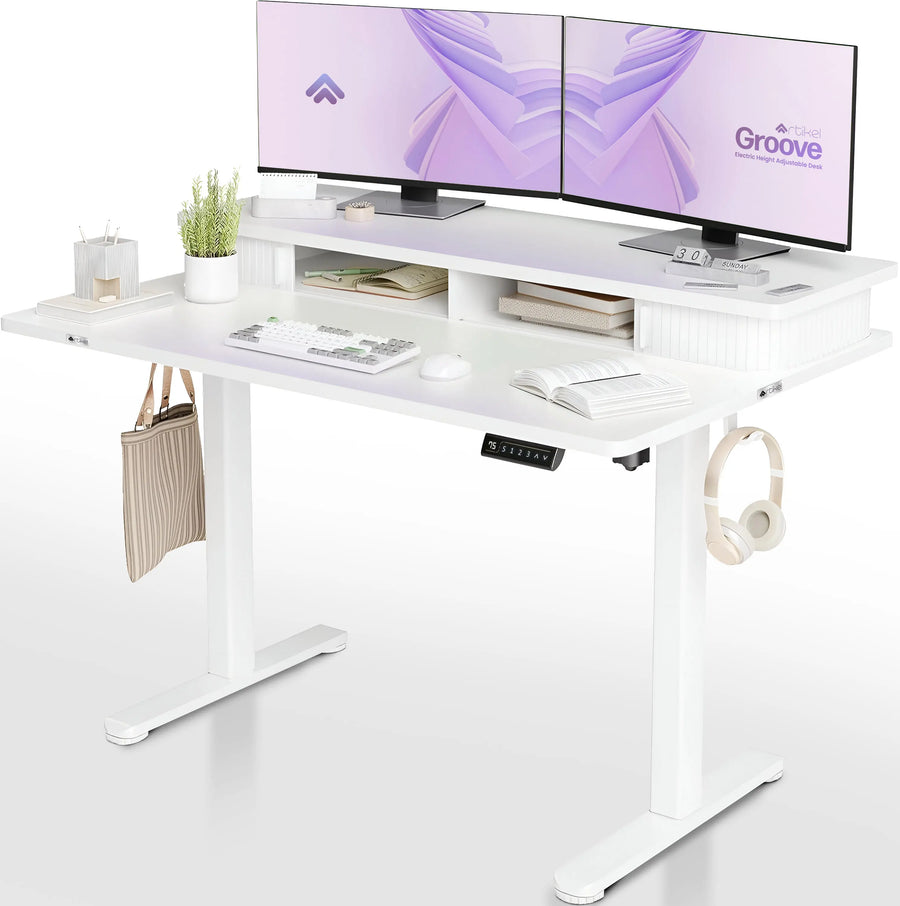 Drogo Artikel Groove Electric Height Adjustable Standing Desk with Roller Shutter Door Storage Drogo India