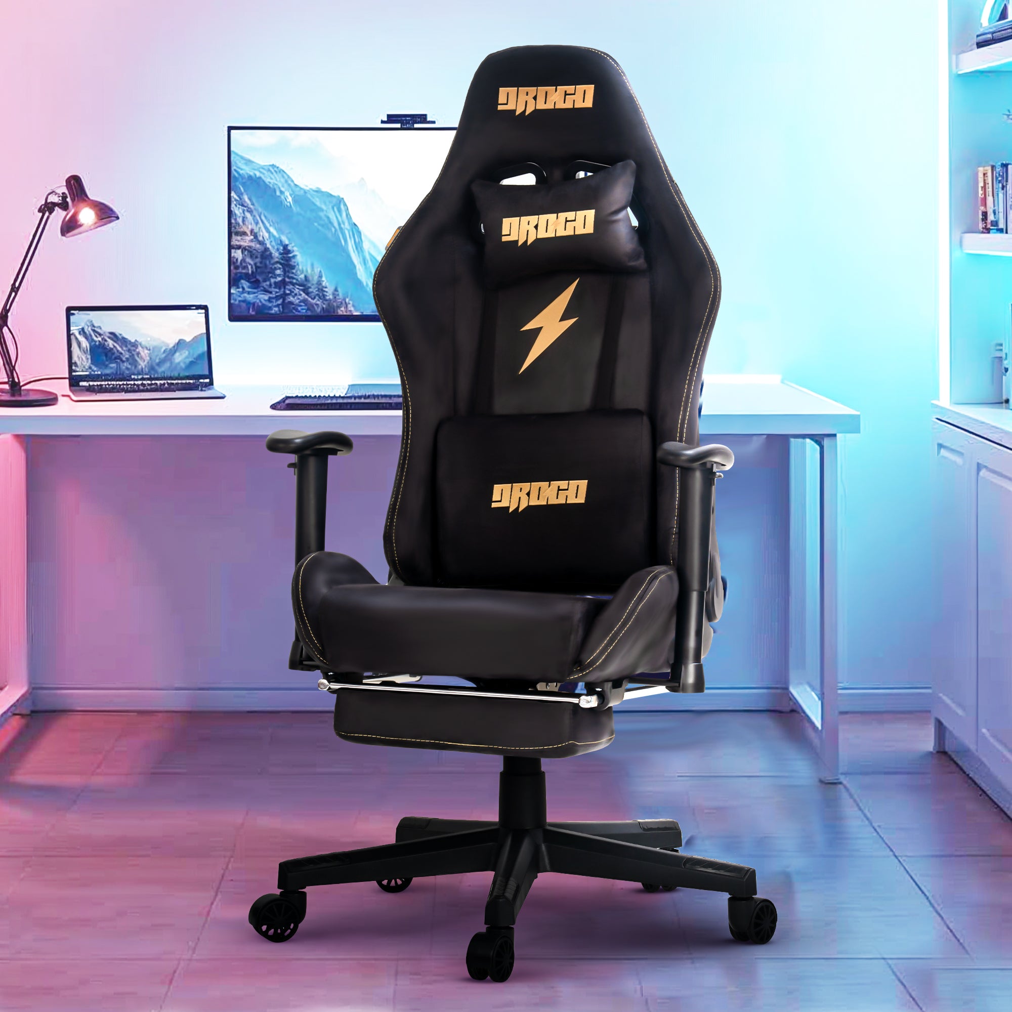 Drogo Phantom Suede Multi Purpose Ergonomic Gaming Chair with Luxurious Suede Fabric, Adjustable Seat & 3D Armrest