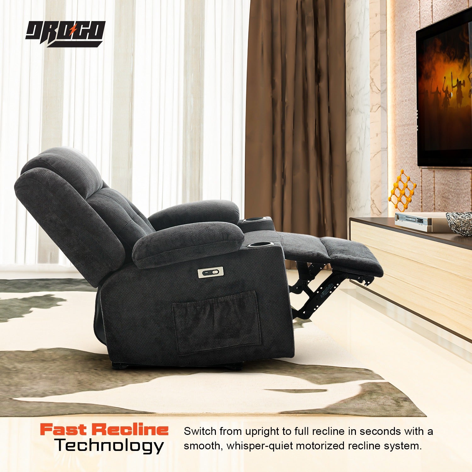 Drogo Luxora Zero Gravity Electric Motorised Single Seater Recliner Sofa with Rapid Recline Technology