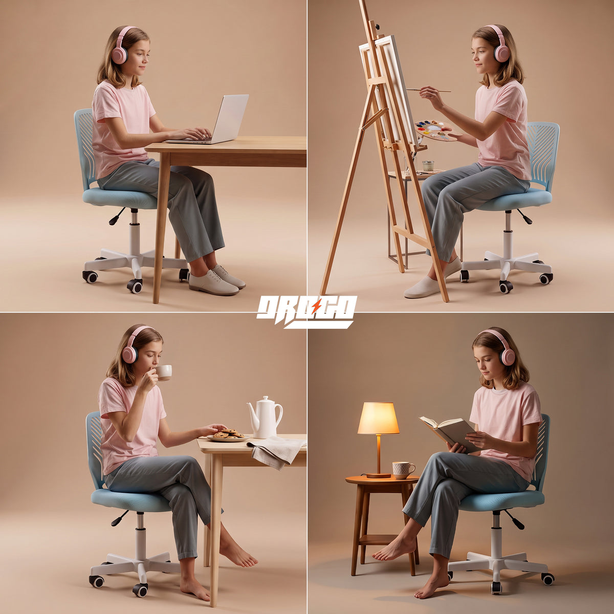 Drogo Ergonomic Small Study Computer Chairs for Girls Boys Teens