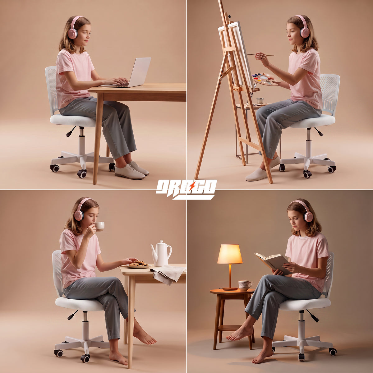 Drogo Ergonomic Small Study Computer Chairs for Girls Boys Teens