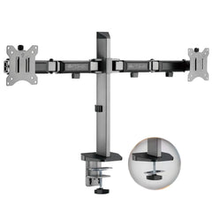 Drogo Artikel Double Monitor Desk Mount, VESA Mount with C Clamp & Grommet Mounting Base, Computer Monitor Stand - 32 Inch (Grey)