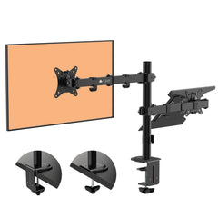 Drogo Artikel Laptop Desk Mount, Height Adjustable Heavy Duty Arms, VESA Mount with C Clamp & Grommet Mounting Base - 32 Inch (Black)