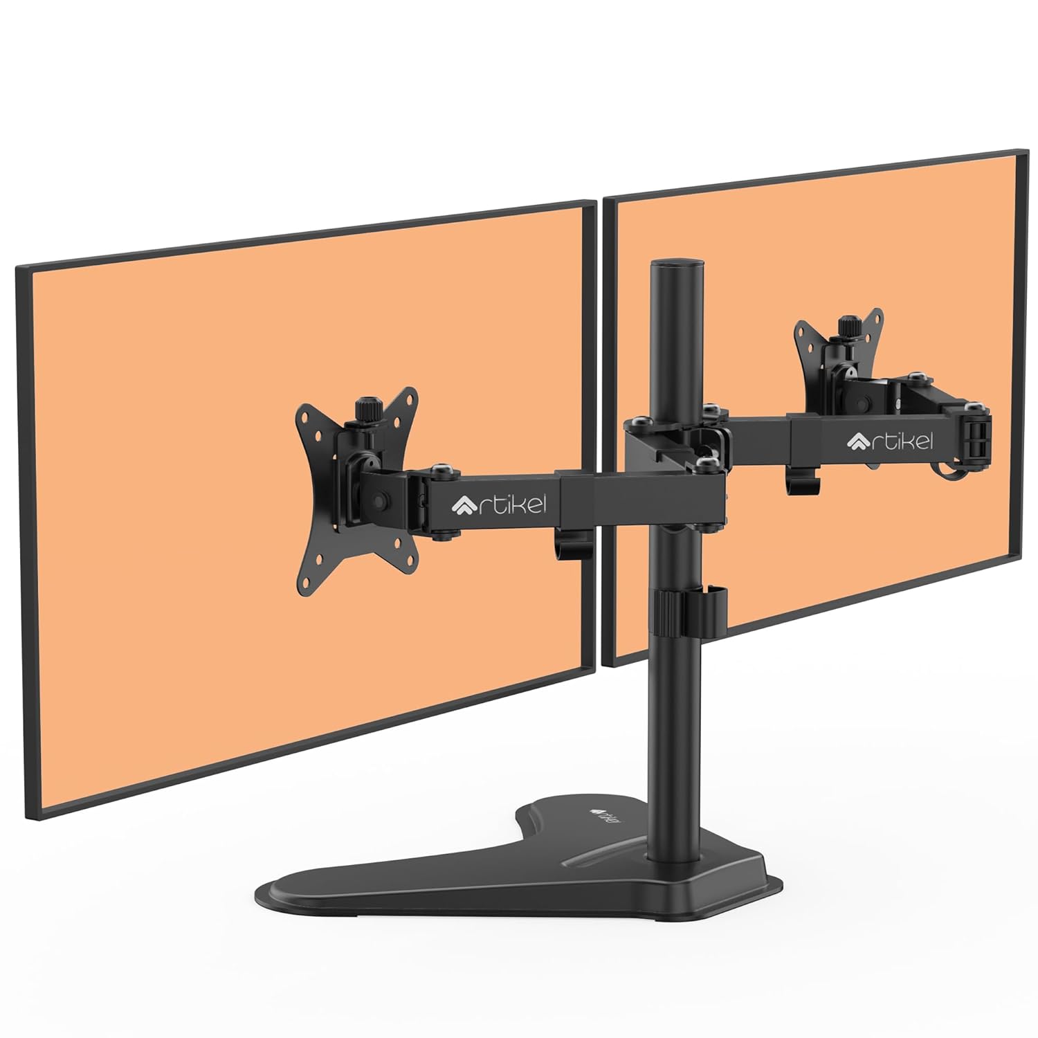 Drogo Artikel Double Monitor Desk Stand - Height Adjustable Heavy Duty Arms with Phone Slot & VESA