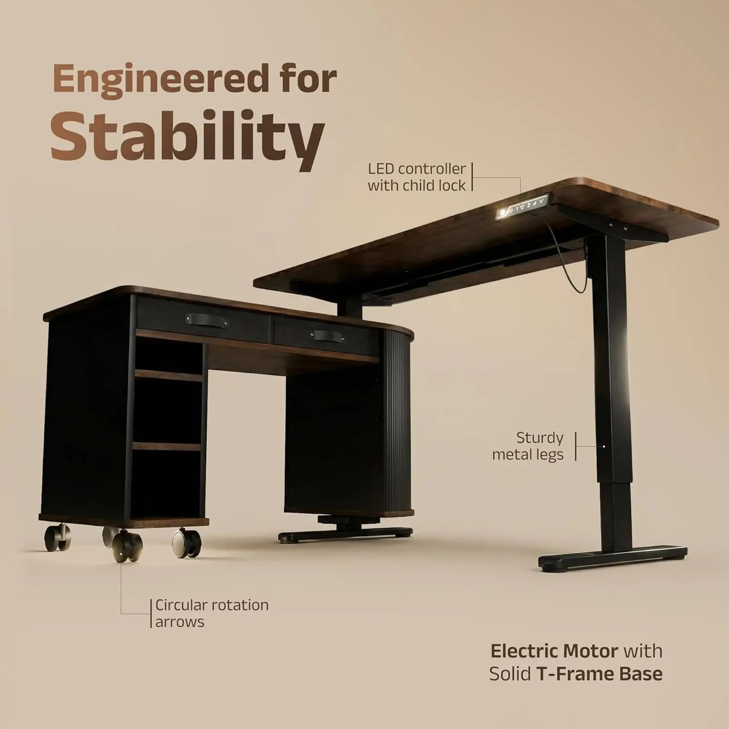 Drogo Opulent L-Shaped Electric Height Adjustable Table for Office & Home Ergonomic Sit Stand Desk (140X60Cm) Drogo India