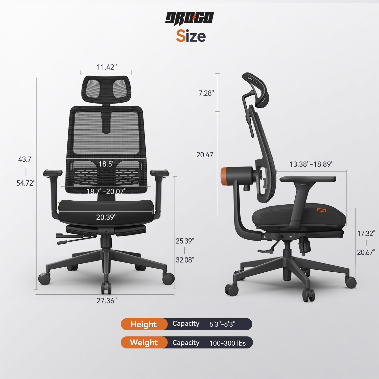 DROGO Bold PosturePro with Laptop Table Ergonomic Office Chair for Work from Home, High Back Computer Chair with Adaptive Lumbar Support