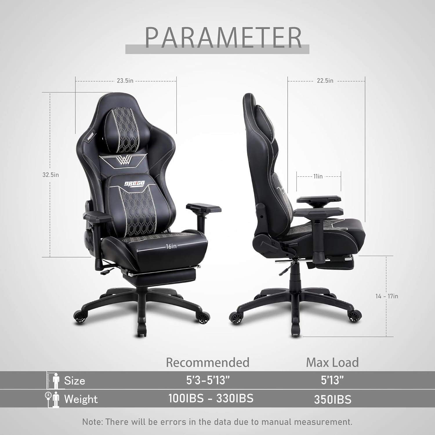 Drogo ProForm Series Ergonomic Gaming Chair with 4D Armrest, Adjustable Seat & Foot Rest