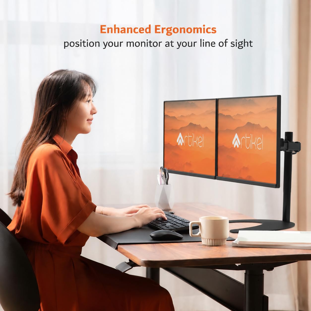 Drogo Artikel Dual Monitor Mount Adjustable VESA Arms C-Clamp & Grommet Fits 32 inch Screens