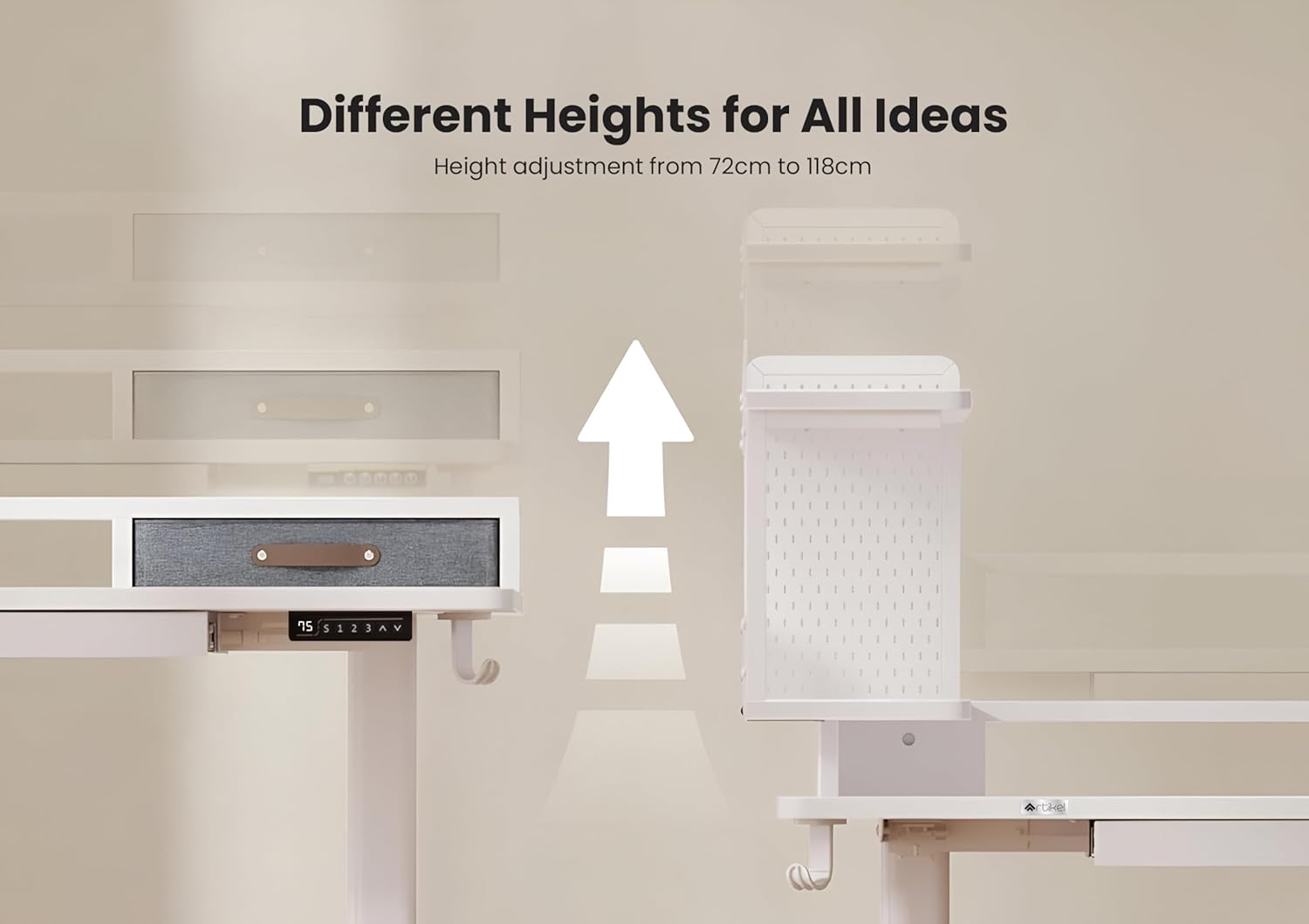 Drogo Artikel Stackon Electric Height Adjustable Standing Desk with Shelves (Left Cabinet)
