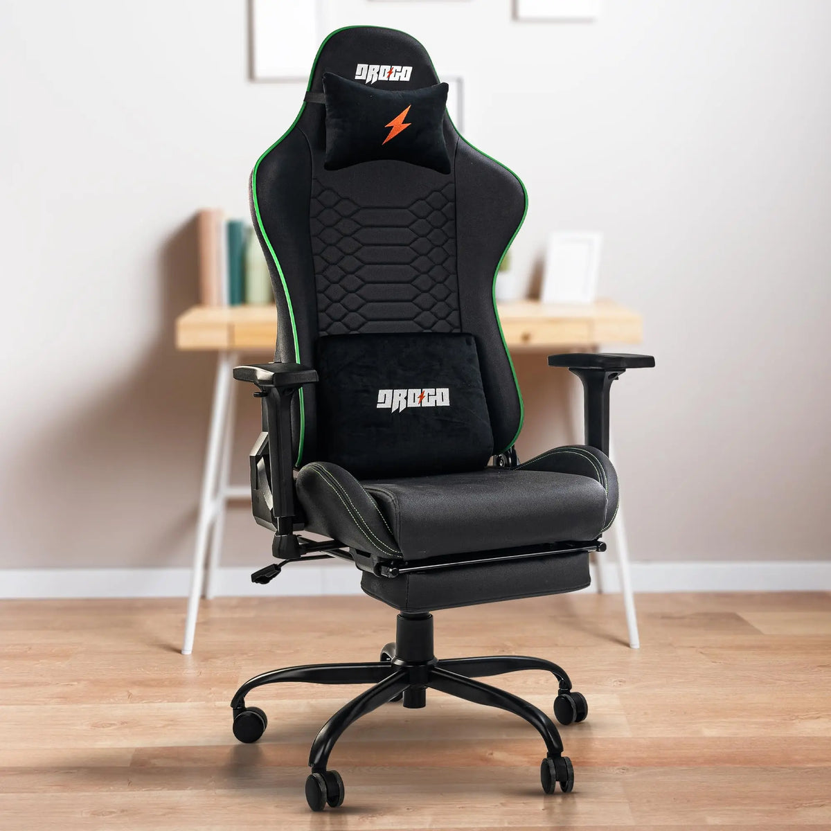 DROGO Ergonaut Ergonomic Office Chair, 2D Headrest, Adjustable Lumbar Support, 120° Recline (Black & Green)