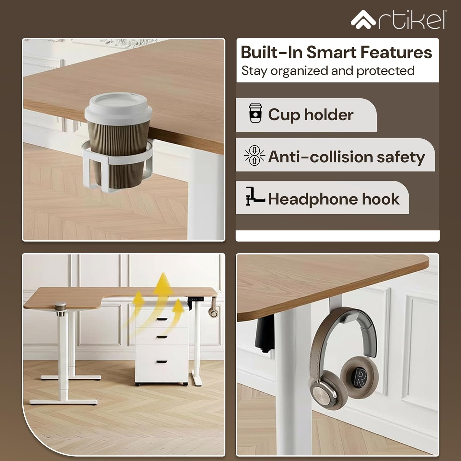 Drogo Elle L-Shaped Electric Height Adjustable Executive Desk (160 × 140 × 60 cm) Drogo