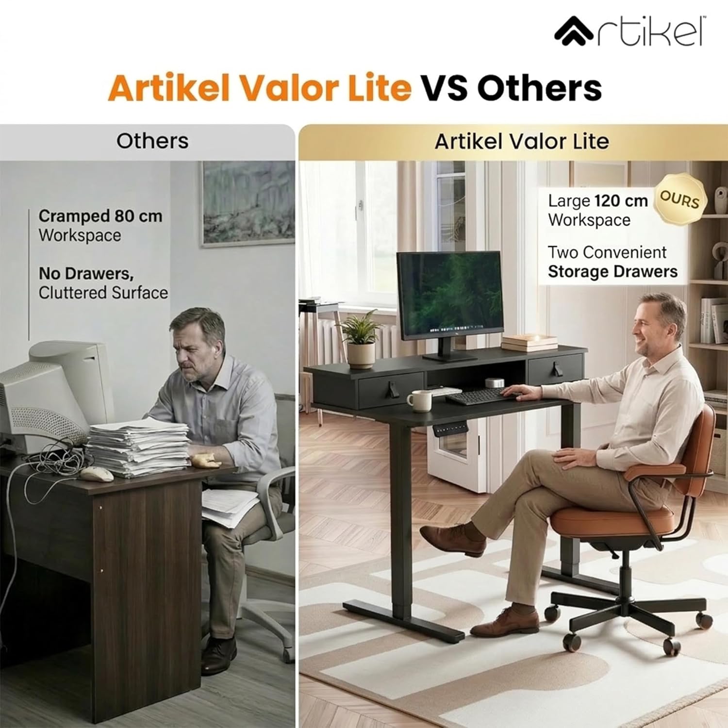 Drogo Valor Lite Electric Height Adjustable Standing Desk (120x60cm) Drogo