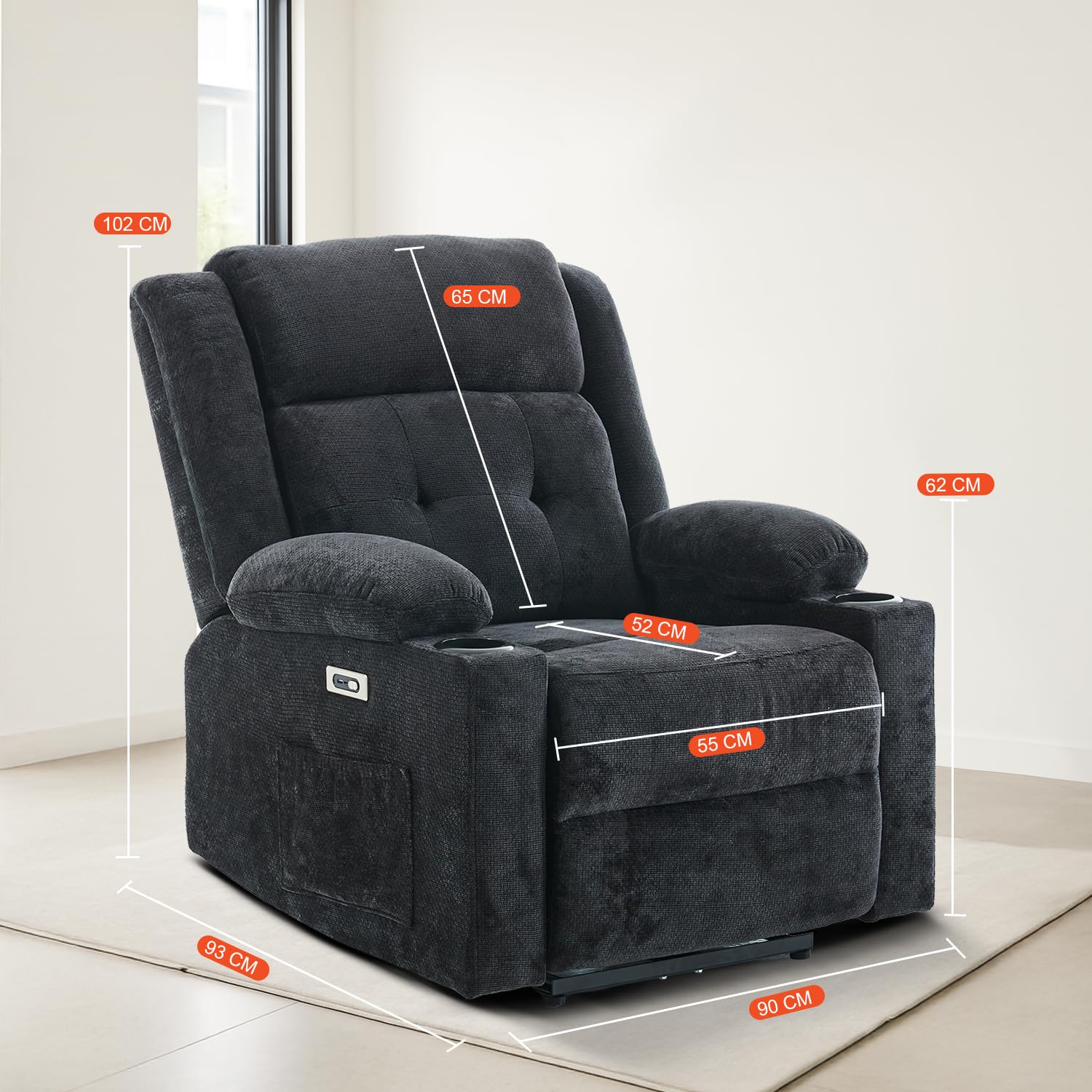 Drogo Luxora Zero Gravity Electric Motorised Single Seater Recliner Sofa with Rapid Recline Technology