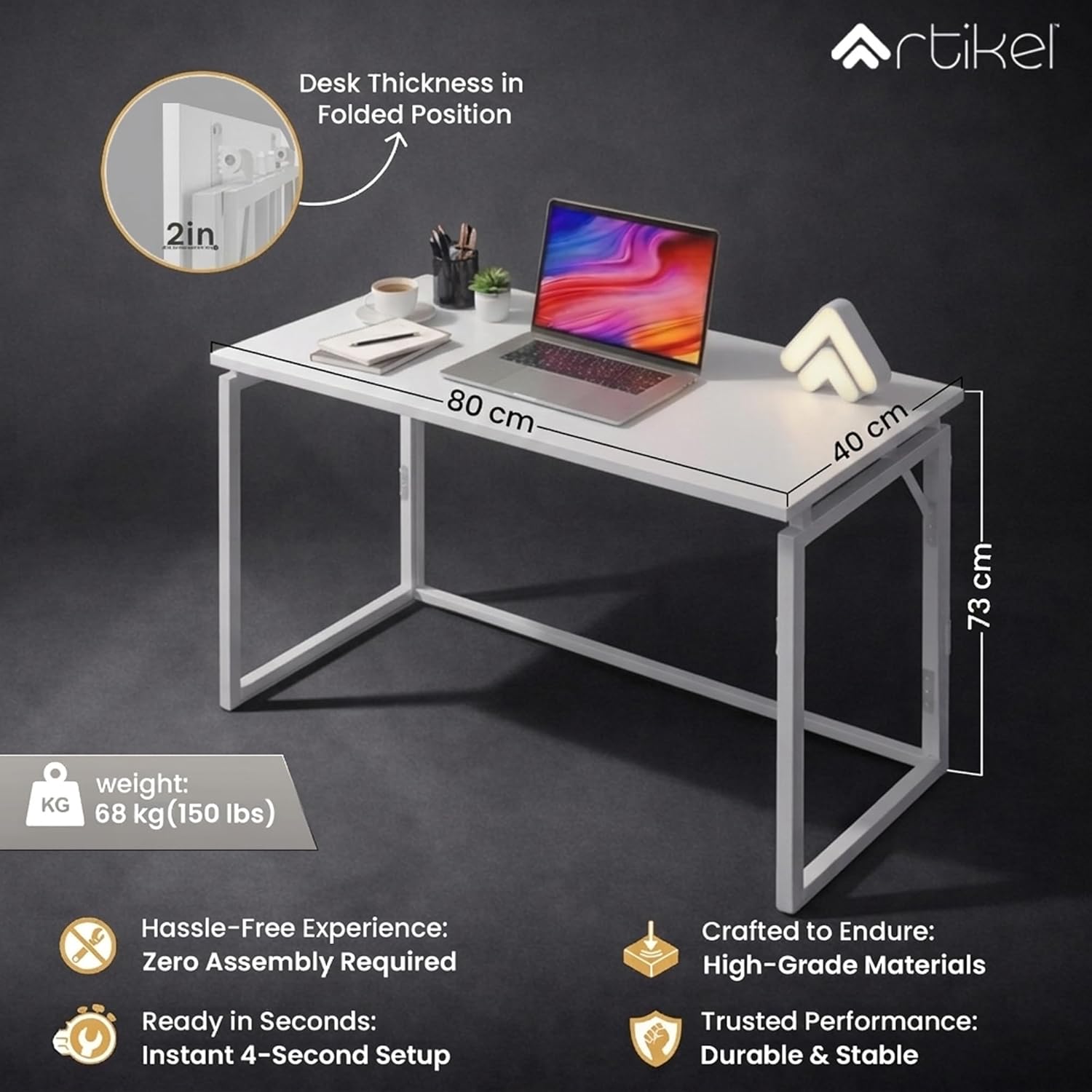 Drogo Foldable Wooden Study Table Computer Desk for Home Office Drogo