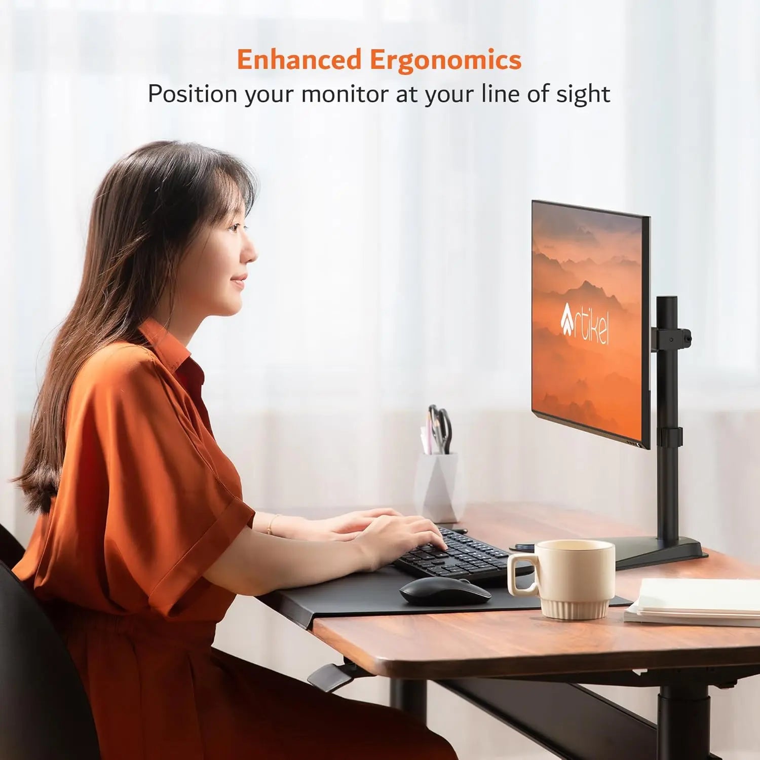 Drogo Single Monitor Desk Mount Height-Adjustable Heavy-Duty Arm Cable Management Drogo India