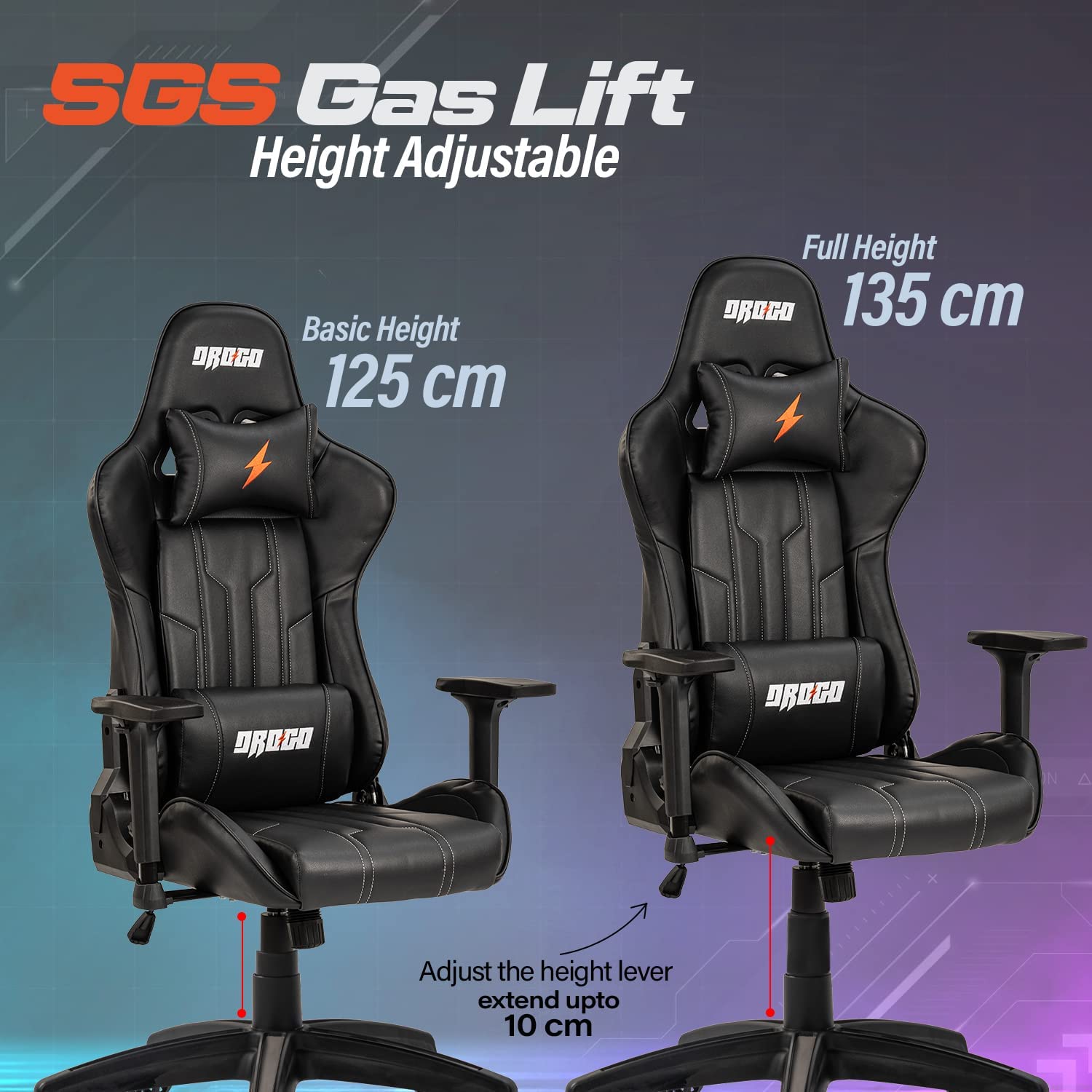 Extended height gaming online chair