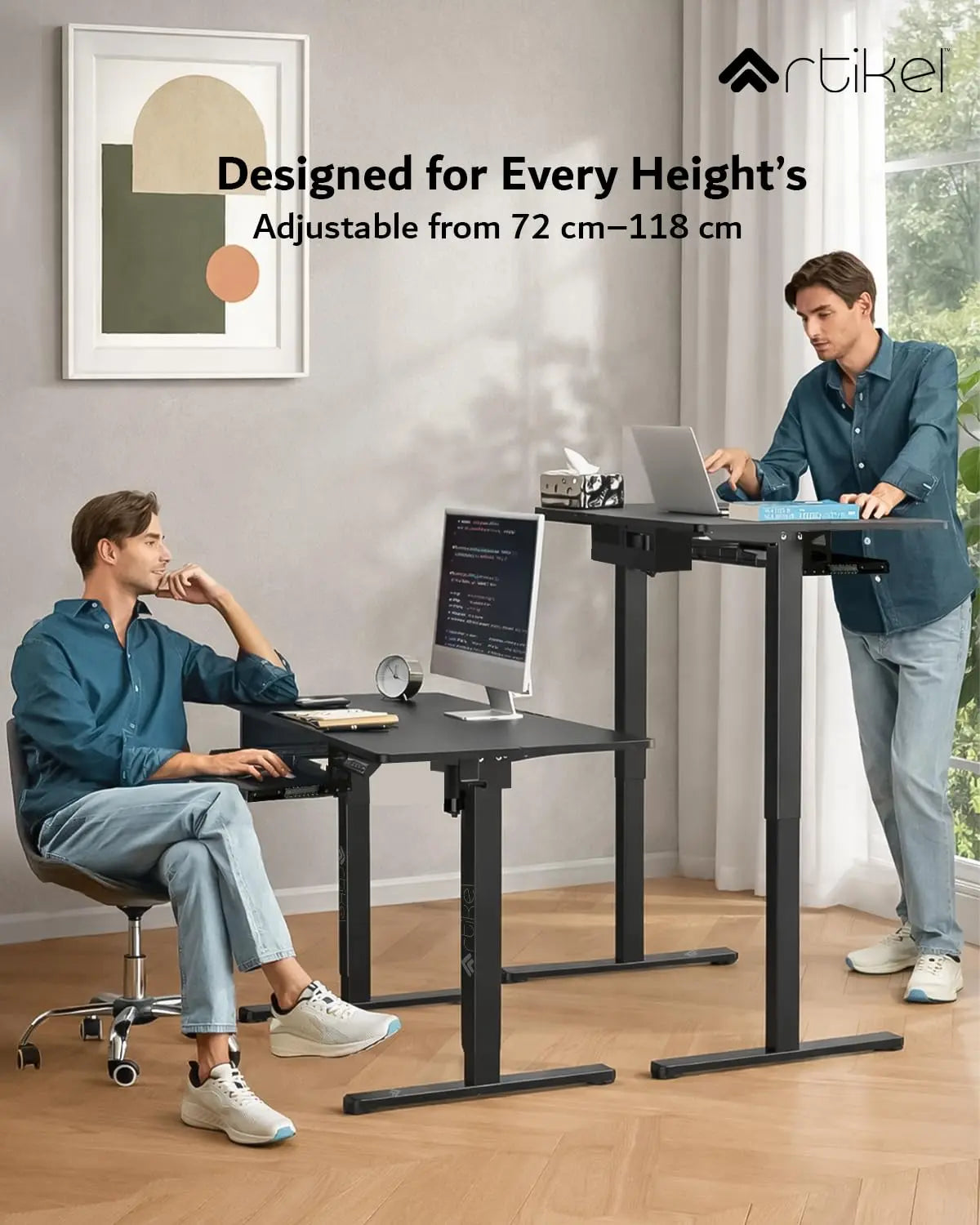 Drogo Electric Height Adjustable Table for Office Work with Keyboard Tray Sit Stand Gaming Desk (120x60cm) Drogo India