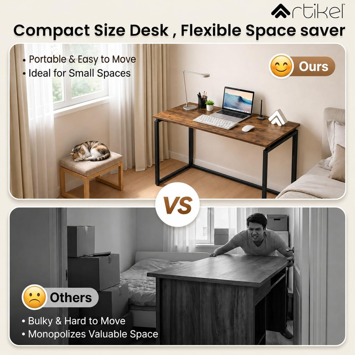 Drogo Foldable Wooden Study Table Computer Desk for Home Office