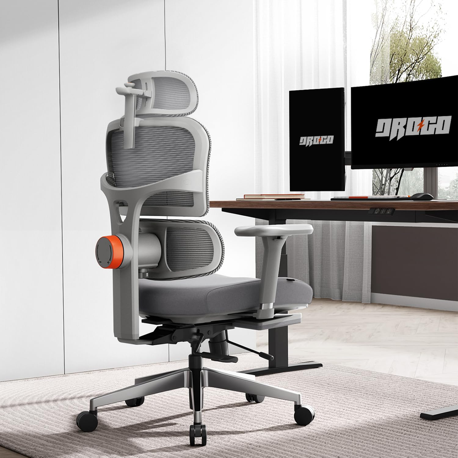 Drogo Premium Ergonomic Office Chair for Work from Home, High Back Computer Chair with Unique Adaptive Lumbar Support & Headrest, 4D Armrest & Recline